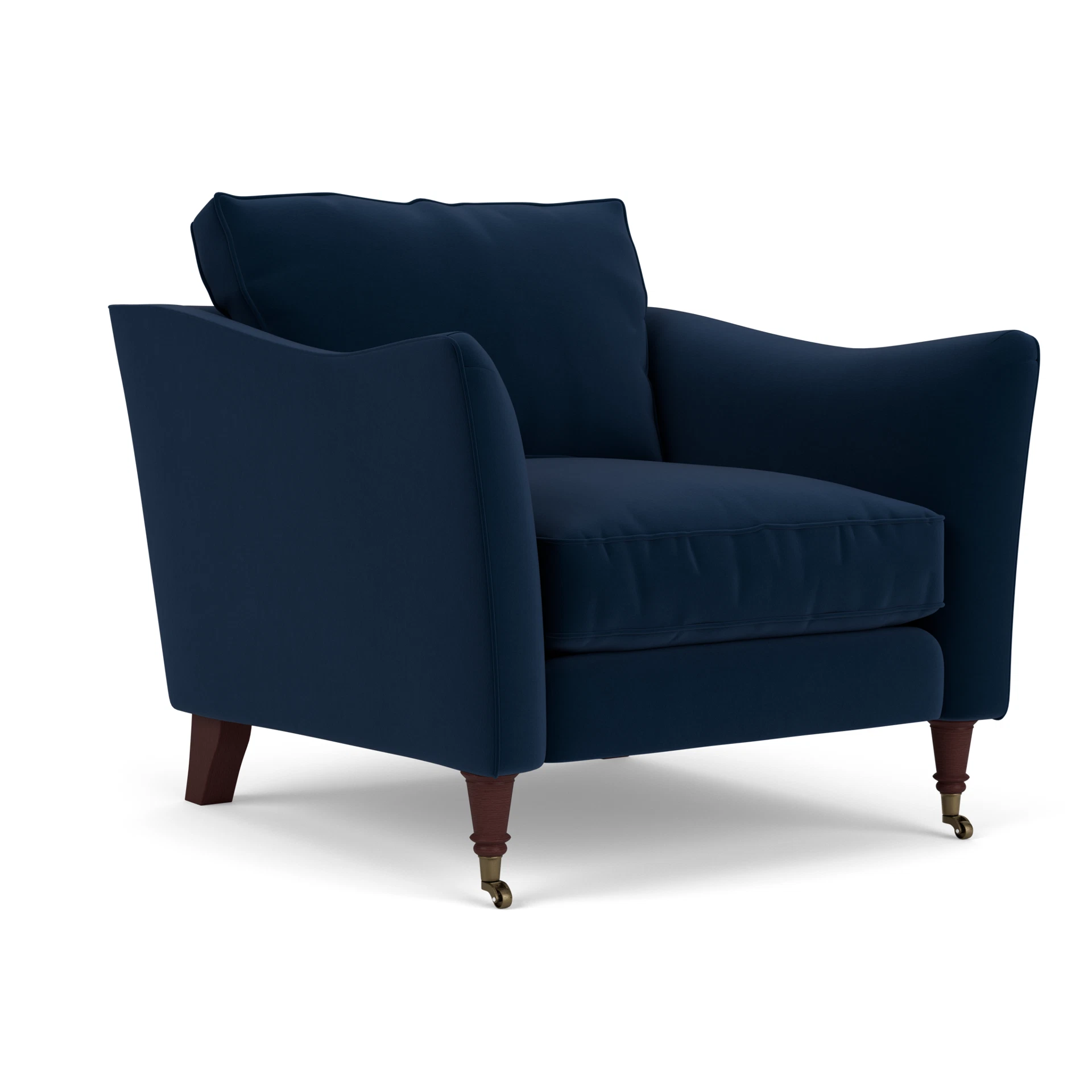 Robinson Armchair in Matt Velvet - Deep Blue with Light legs