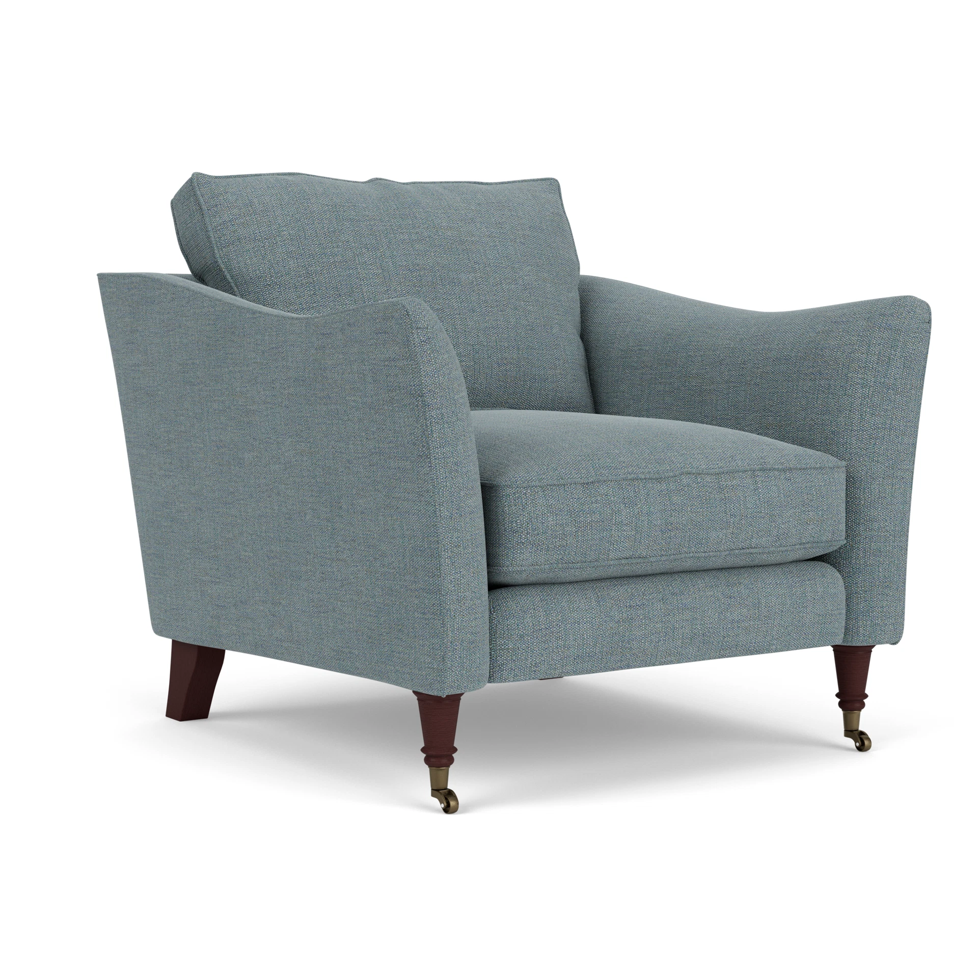 Robinson Armchair in Rustic Weave - Teal Marl with Light legs
