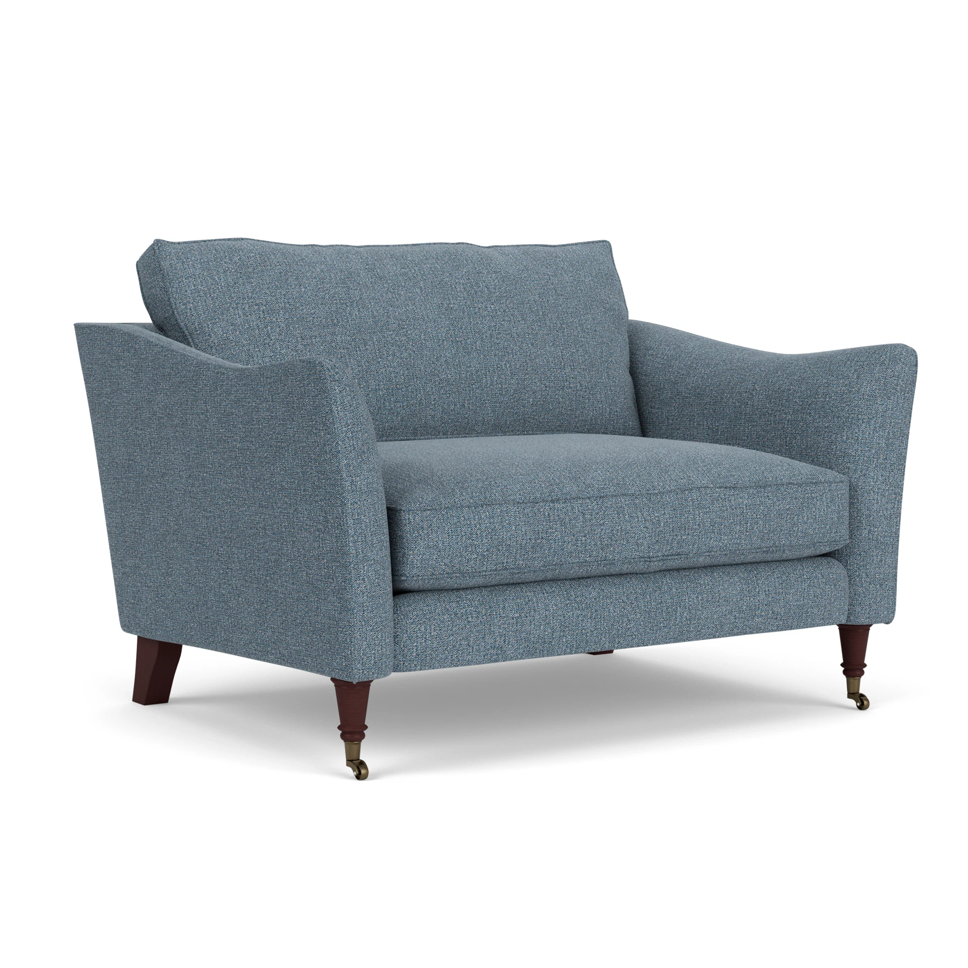 Robinson Love Seat in Aquaclean Oxford - Mid Blue with Light legs