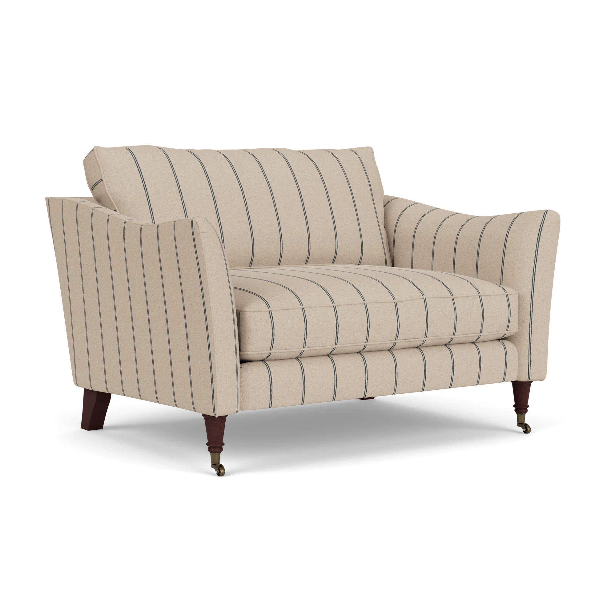 Robinson Love Seat in Compton Stripe - Charcoal with Light legs