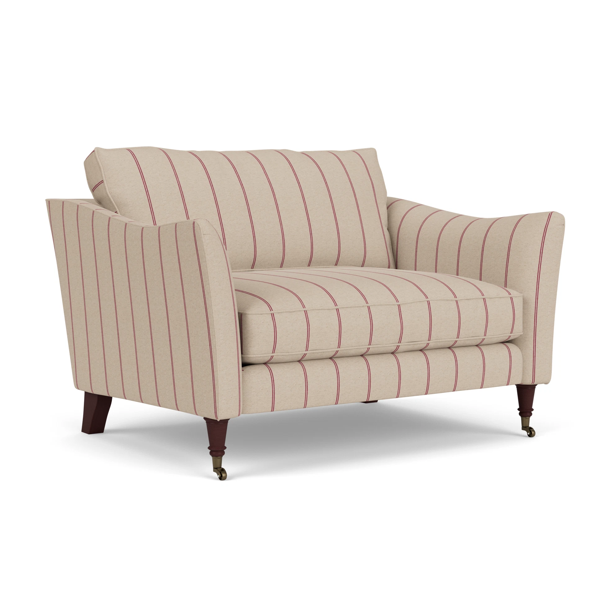 Robinson Love Seat in Compton Stripe - Raspberry with Light legs