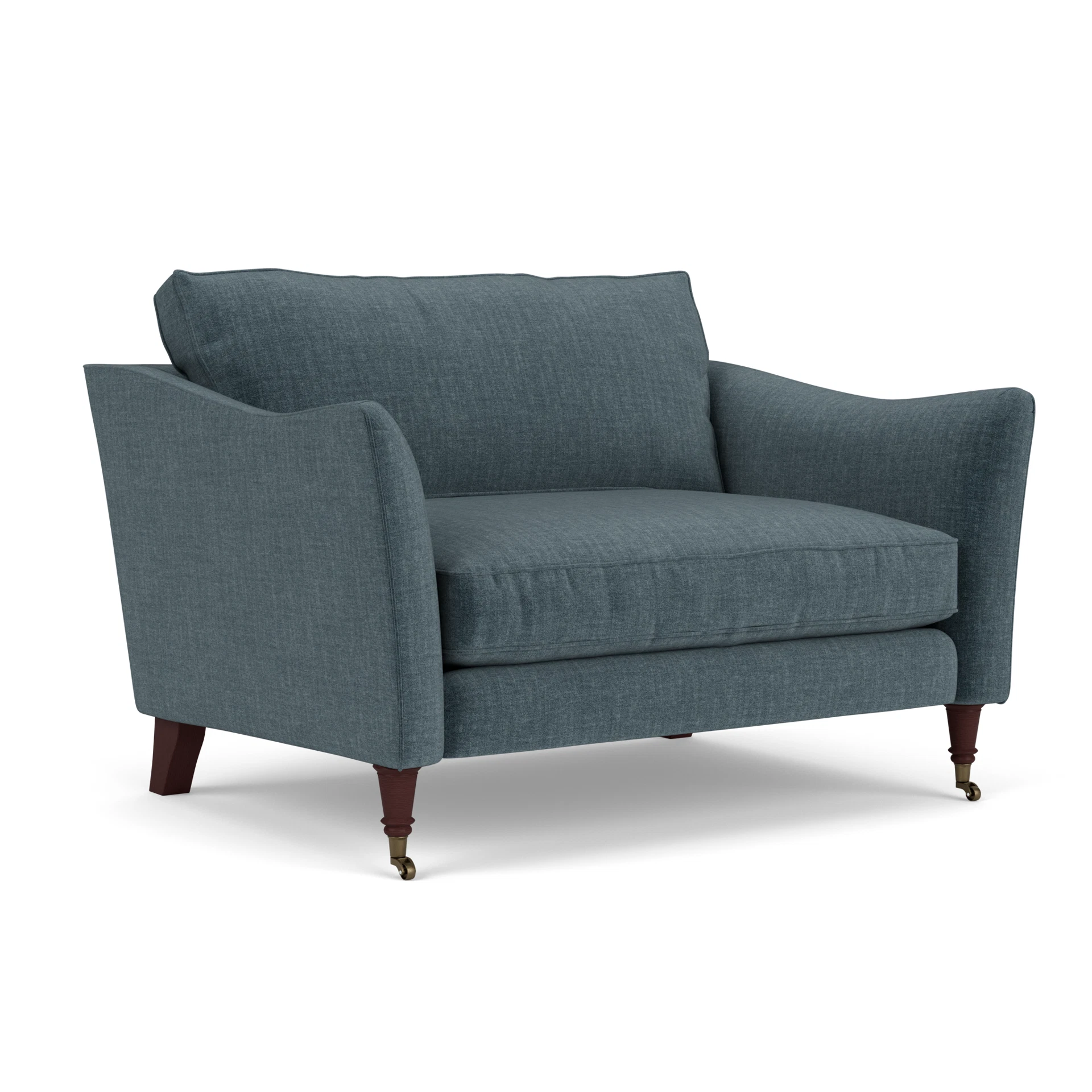 Robinson Love Seat in Eco Chenille - Teal with Light legs