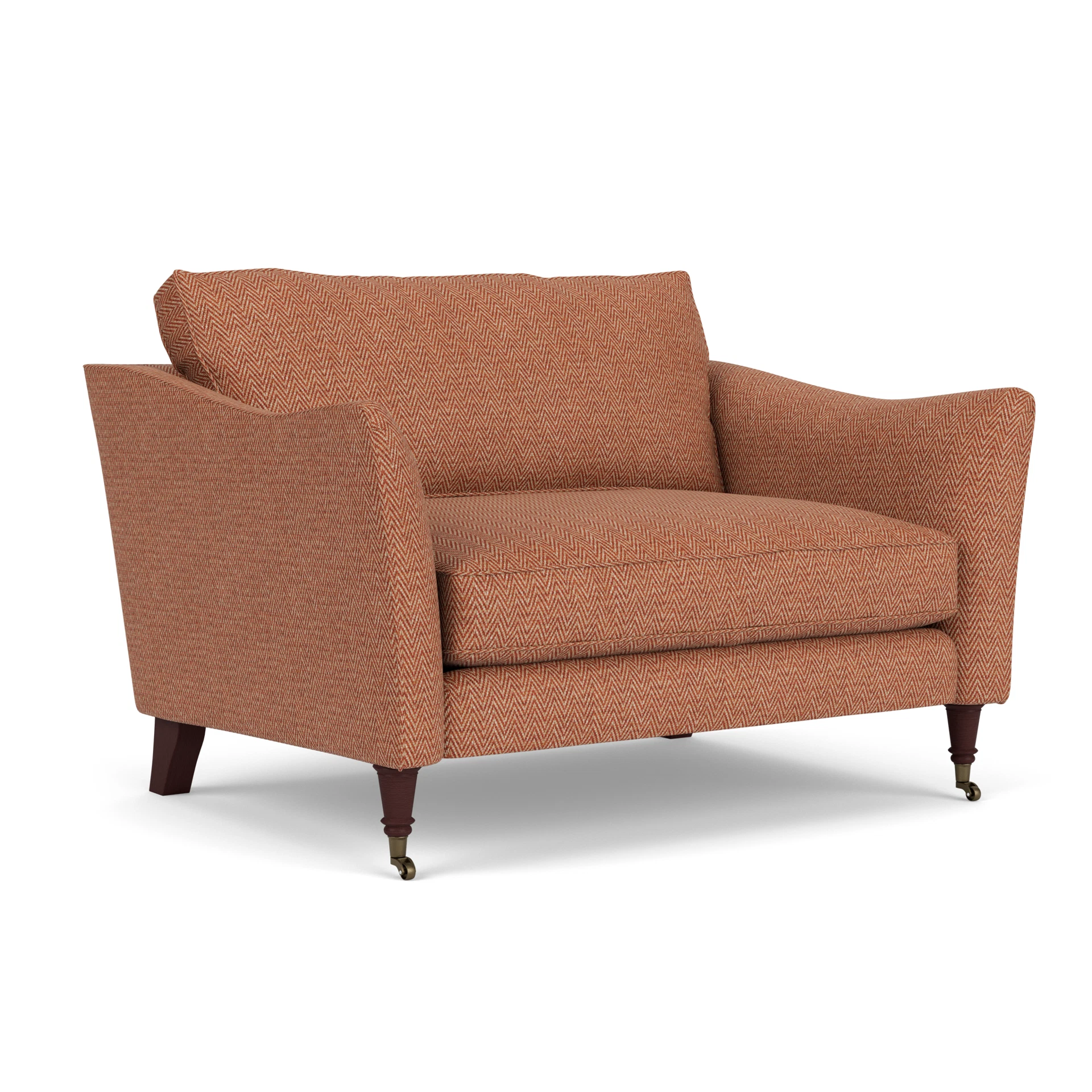 Robinson Love Seat in Herringbone Weave - Brick with Light legs