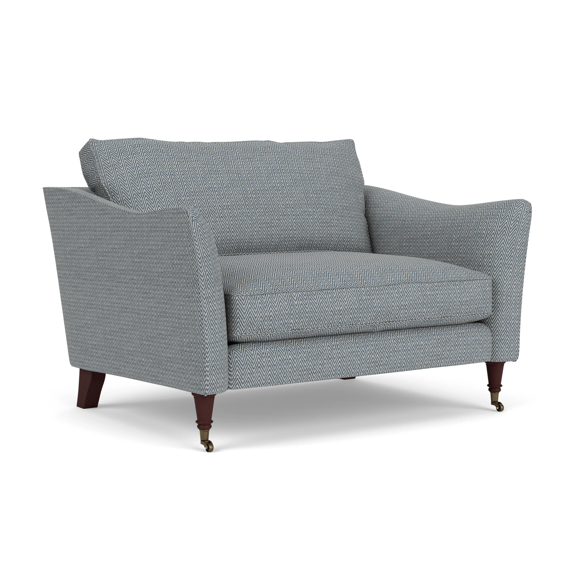 Robinson Love Seat in Herringbone Weave - Navy with Light legs