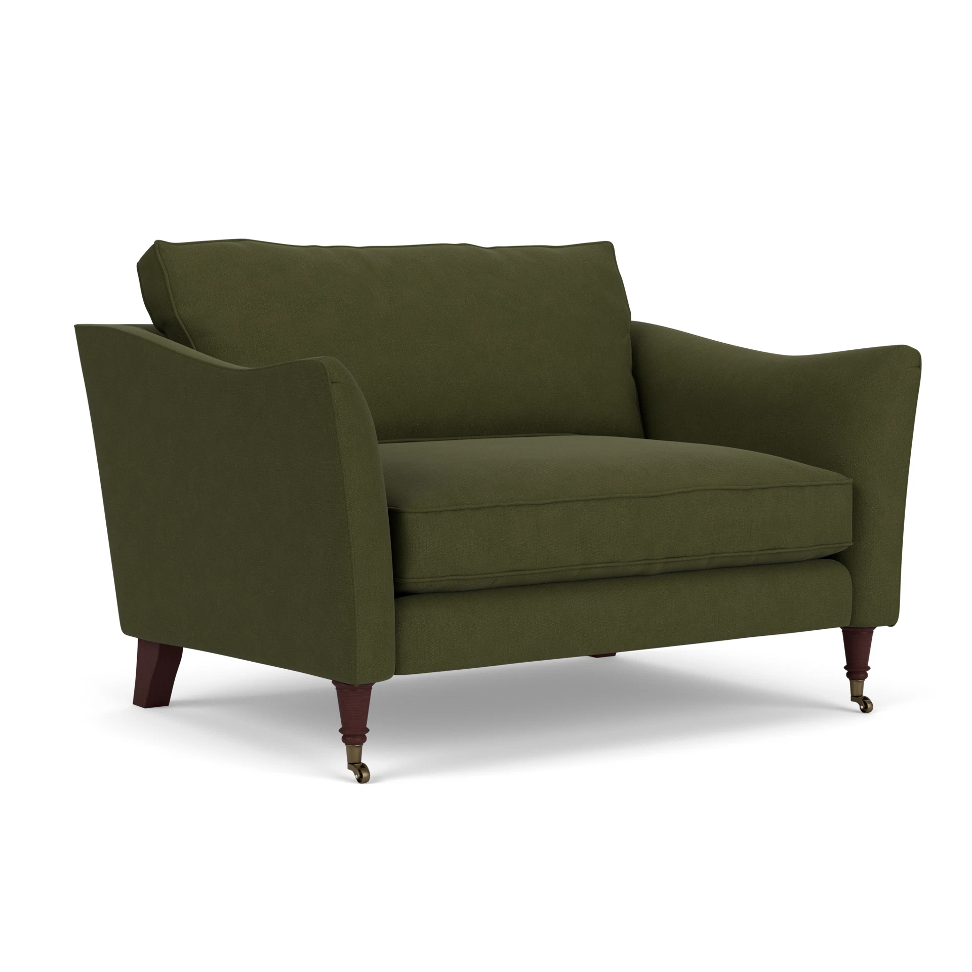 Robinson Love Seat in House Linen Mix - Forest Green with Light legs
