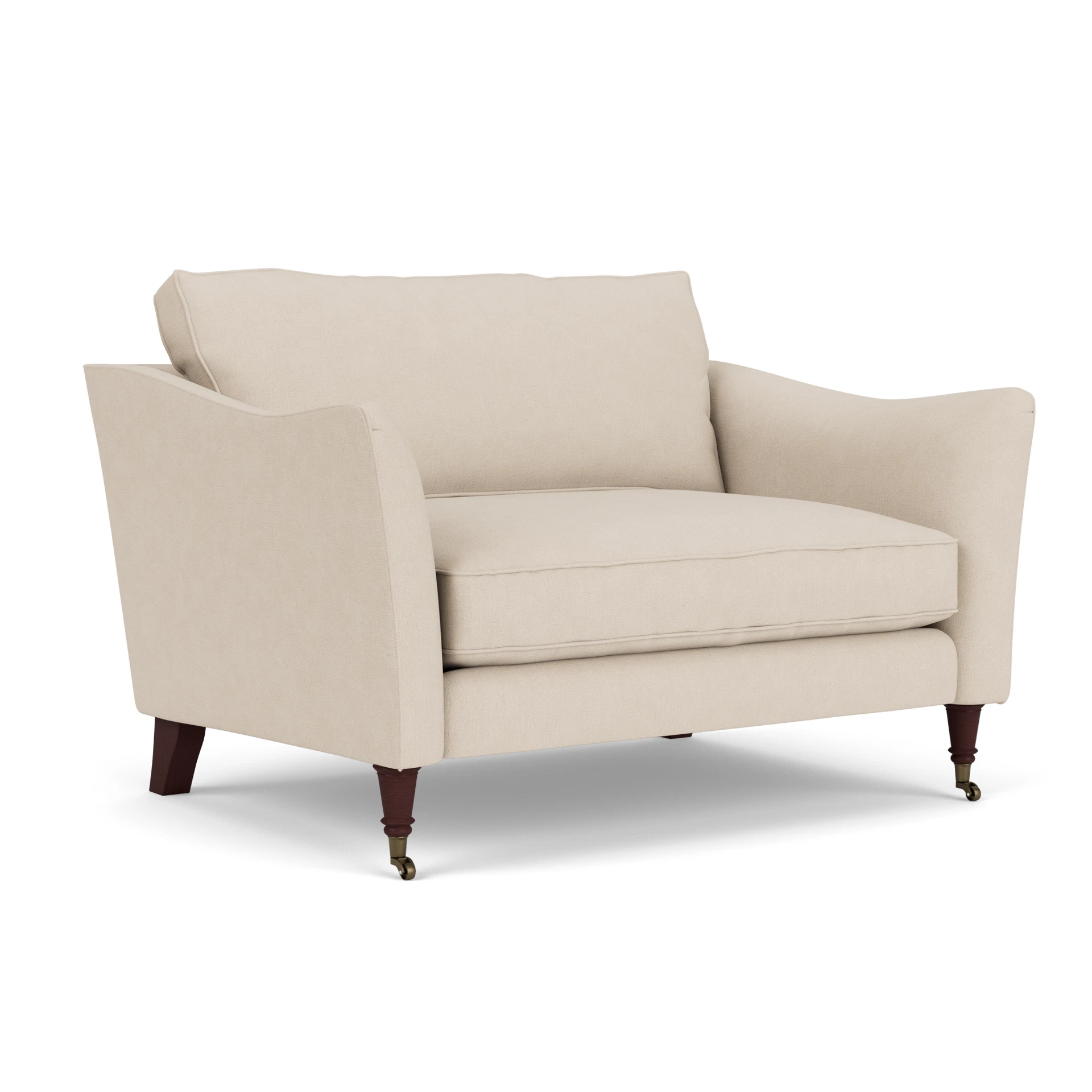 Robinson Love Seat in House Linen Mix - Lily White with Light legs
