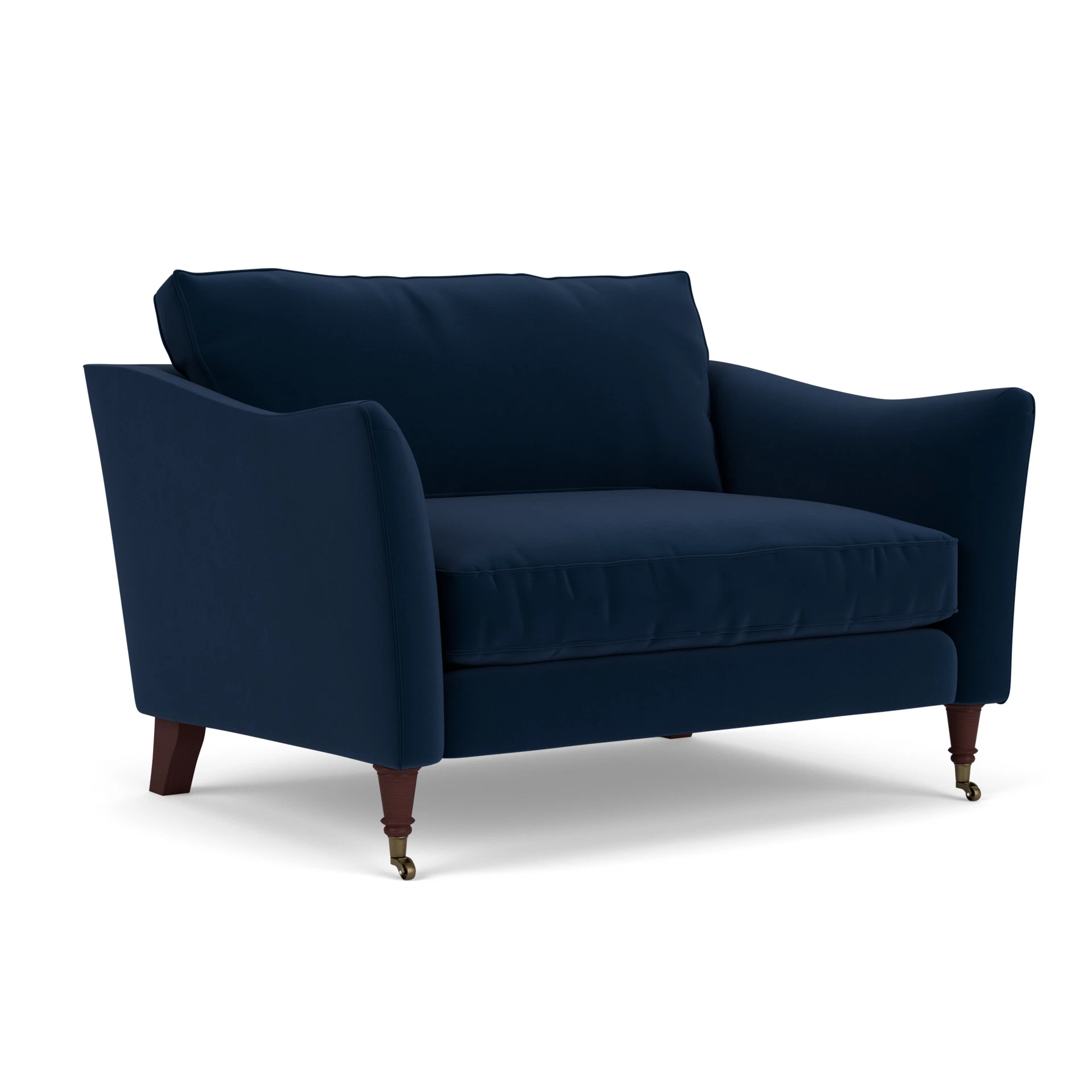 Robinson Love Seat in Matt Velvet - Deep Blue with Light legs