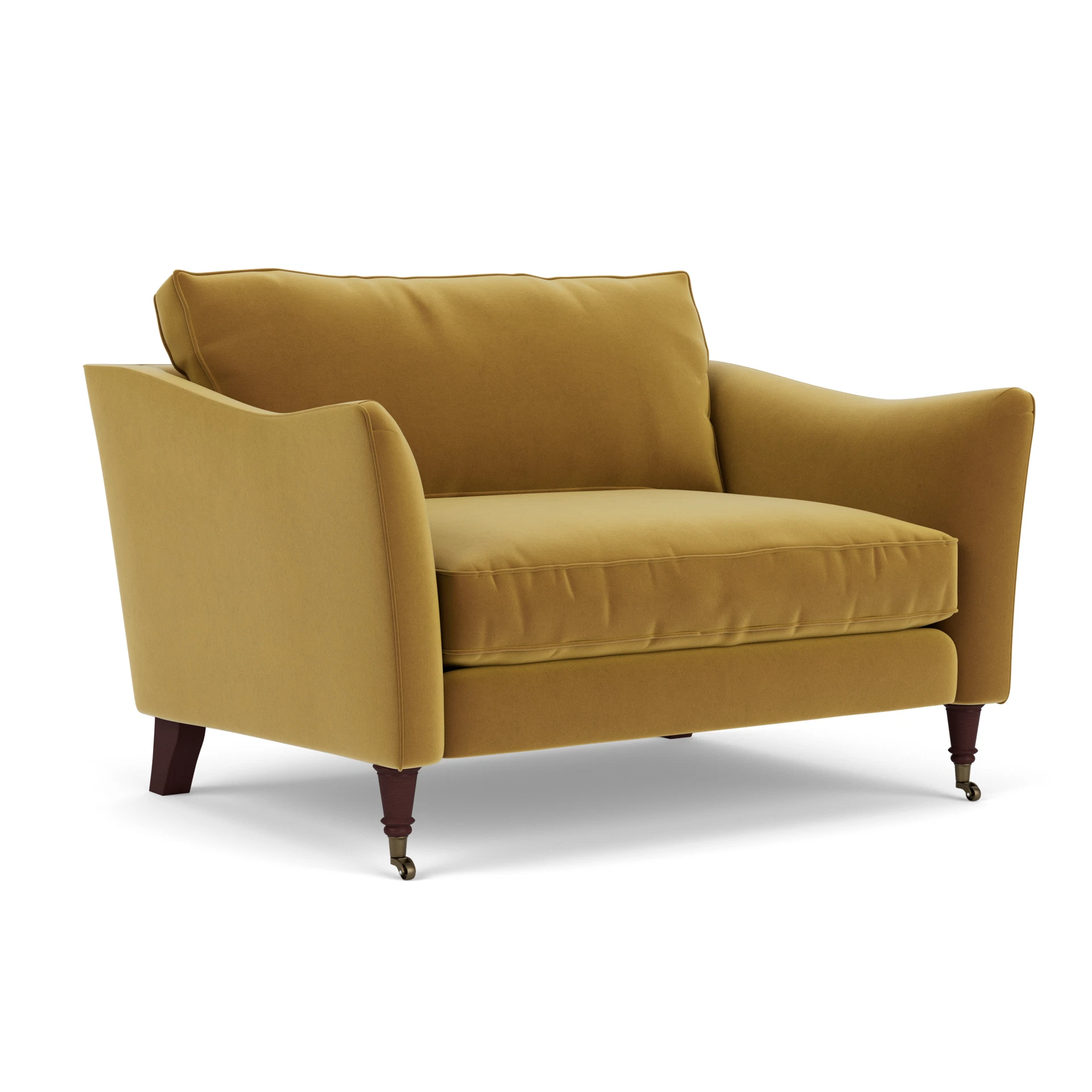 Robinson Love Seat in Matt Velvet - Mustard with Light legs