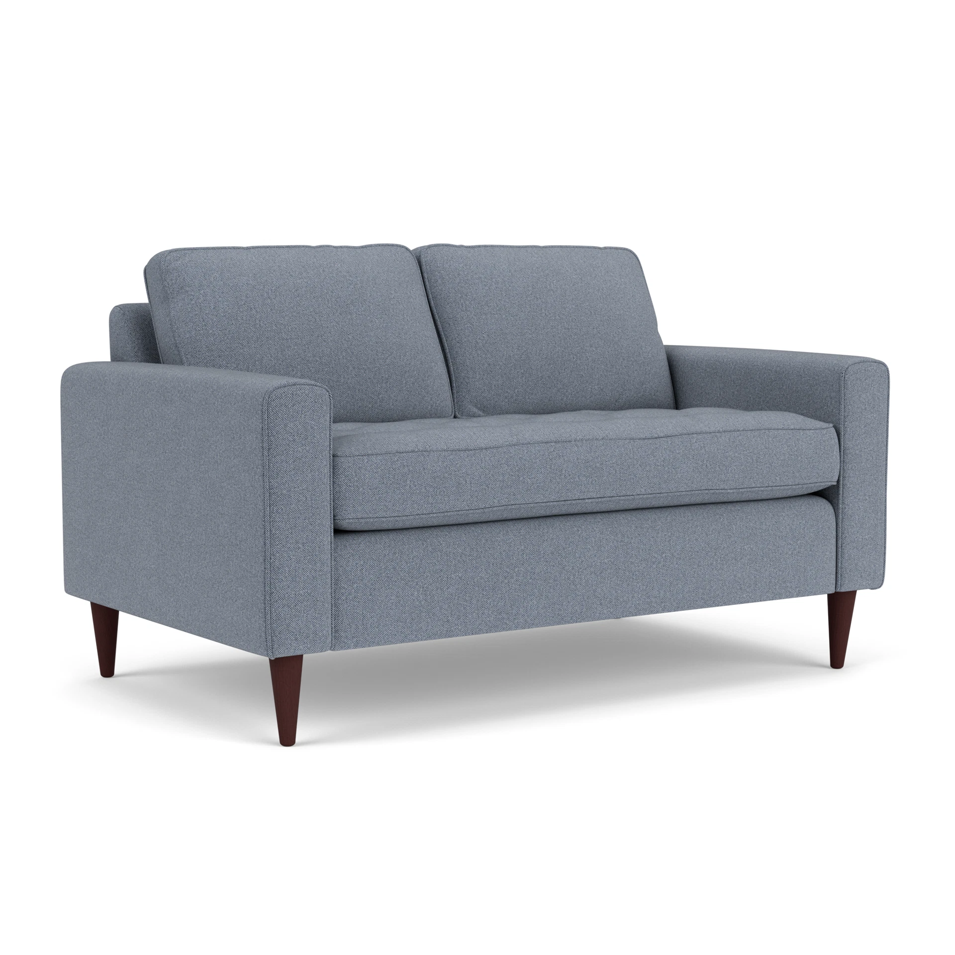 Saxon 2 Seater Sofa in Eco Herringbone - Navy with Light legs