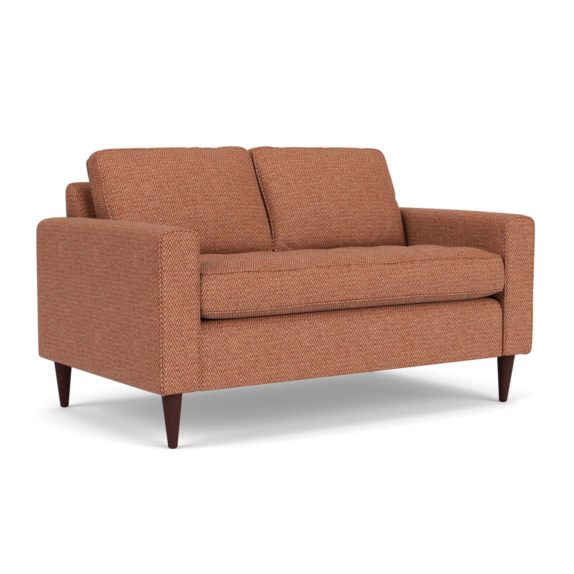 Saxon 2 Seater Sofa in Herringbone Weave - Brick with Light legs