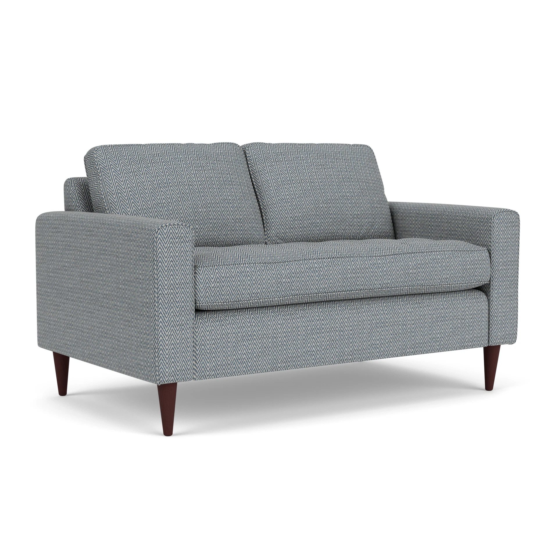 Saxon 2 Seater Sofa in Herringbone Weave - Navy with Light legs