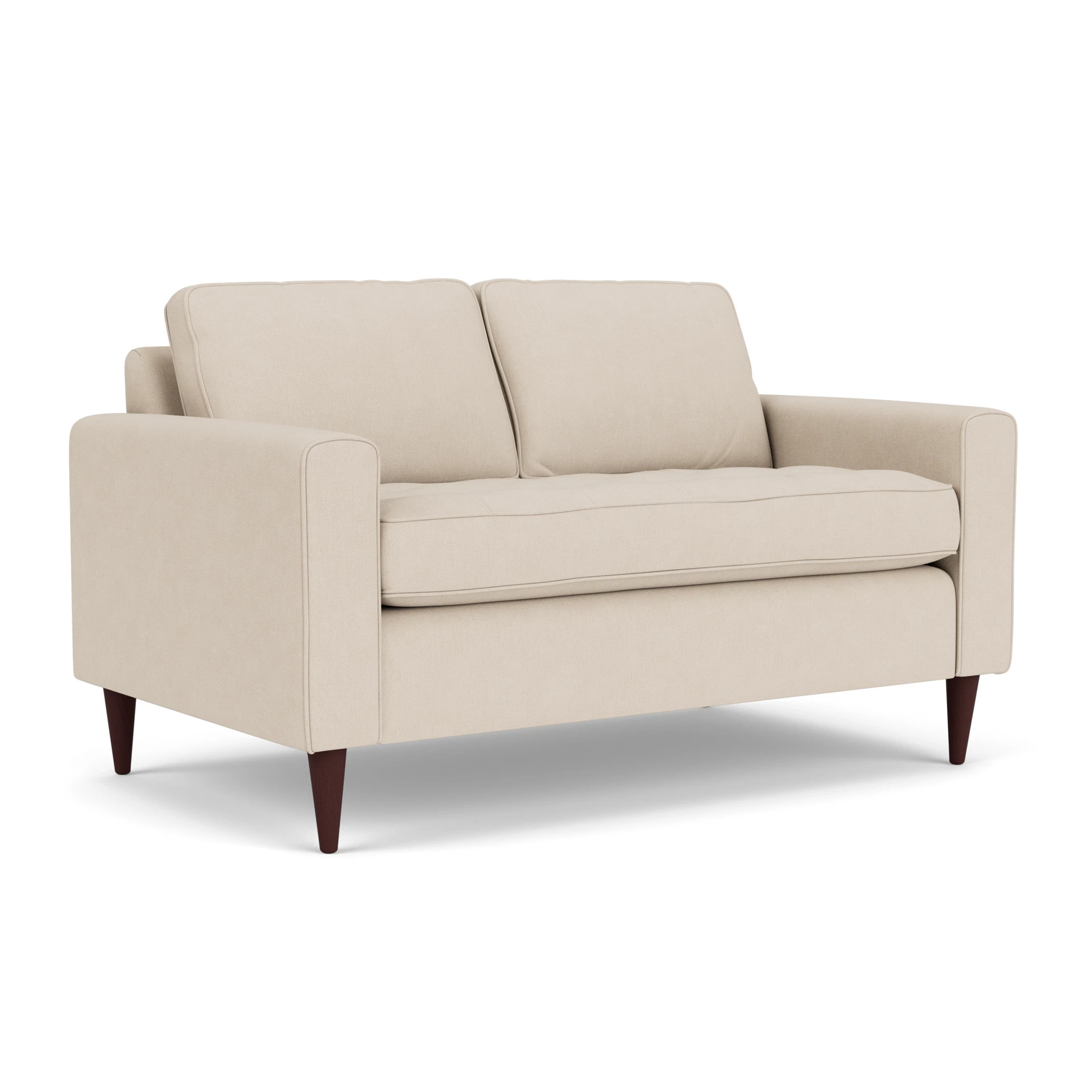 Saxon 2 Seater Sofa in House Linen Mix - Lily White with Light legs