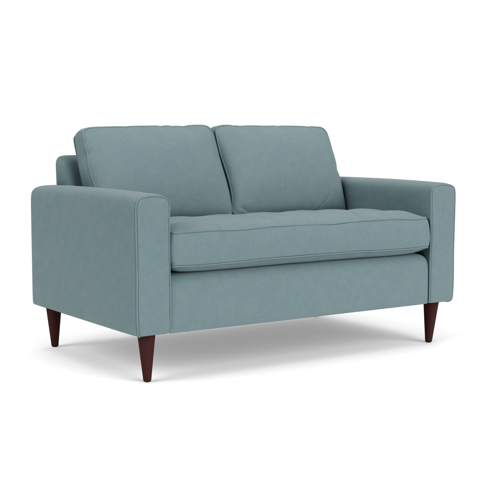 Saxon 2 Seater Sofa in House Linen Mix - Sky Blue with Light legs