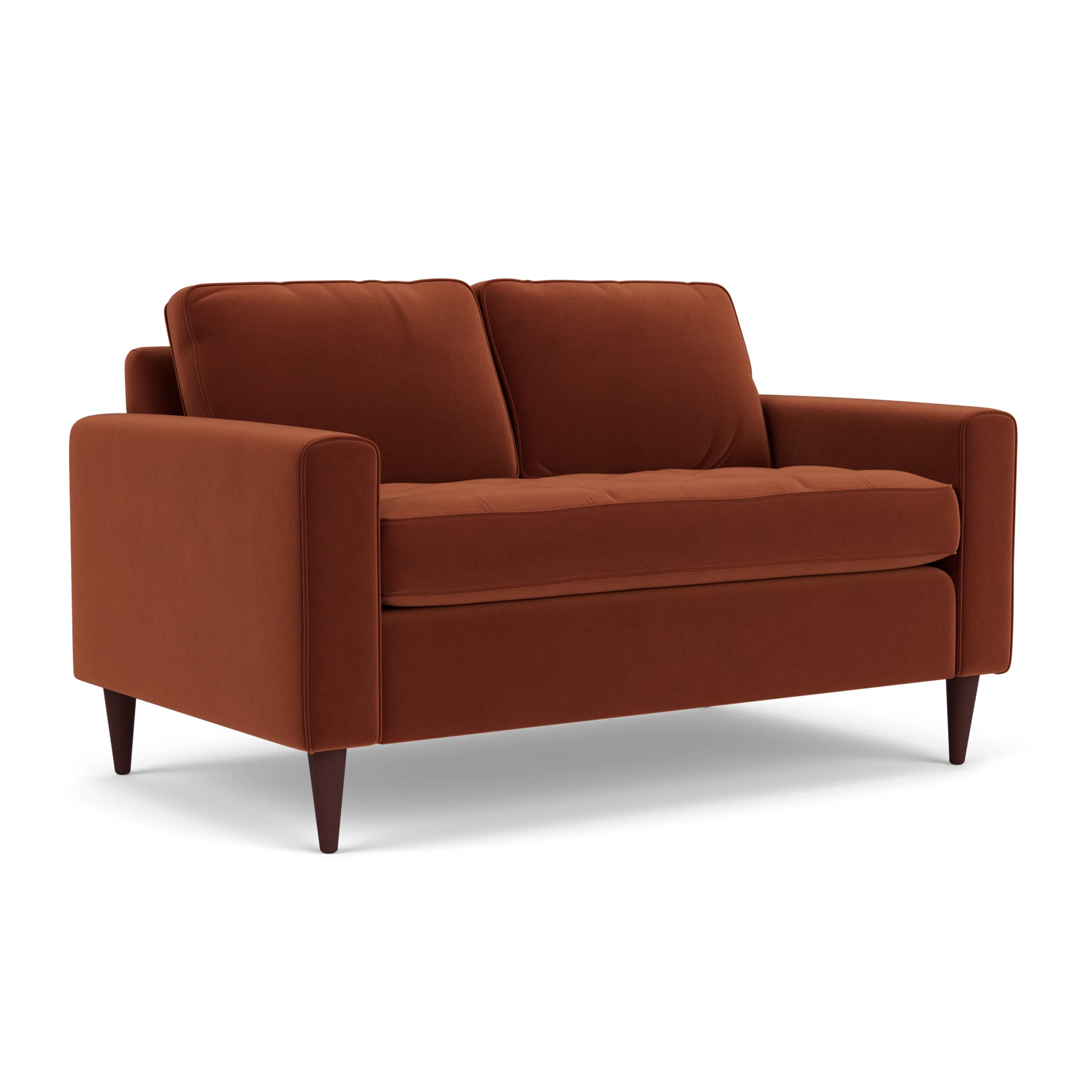 Saxon 2 Seater Sofa in Matt Velvet - Brick with Light legs