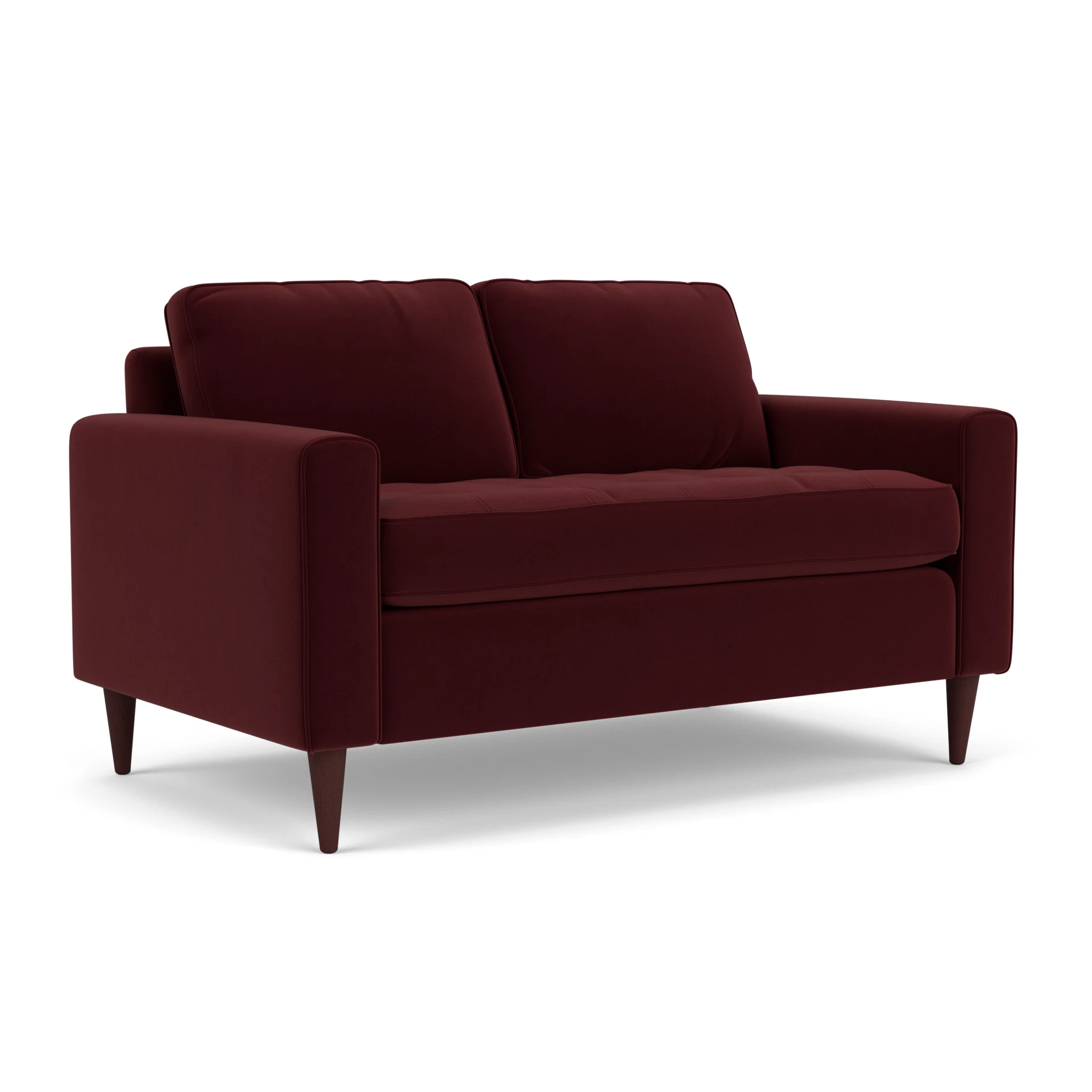 Saxon 2 Seater Sofa in Matt Velvet - Dark Rosehip with Light legs