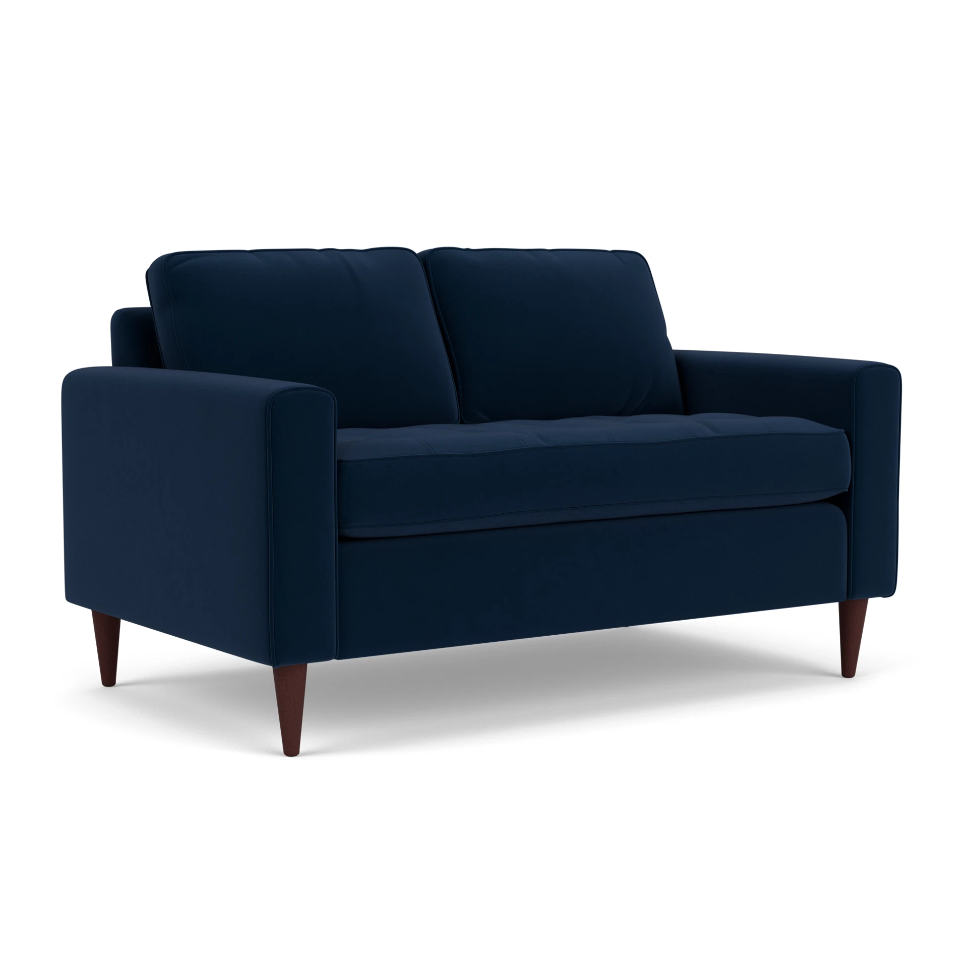 Saxon 2 Seater Sofa in Matt Velvet - Deep Blue with Light legs