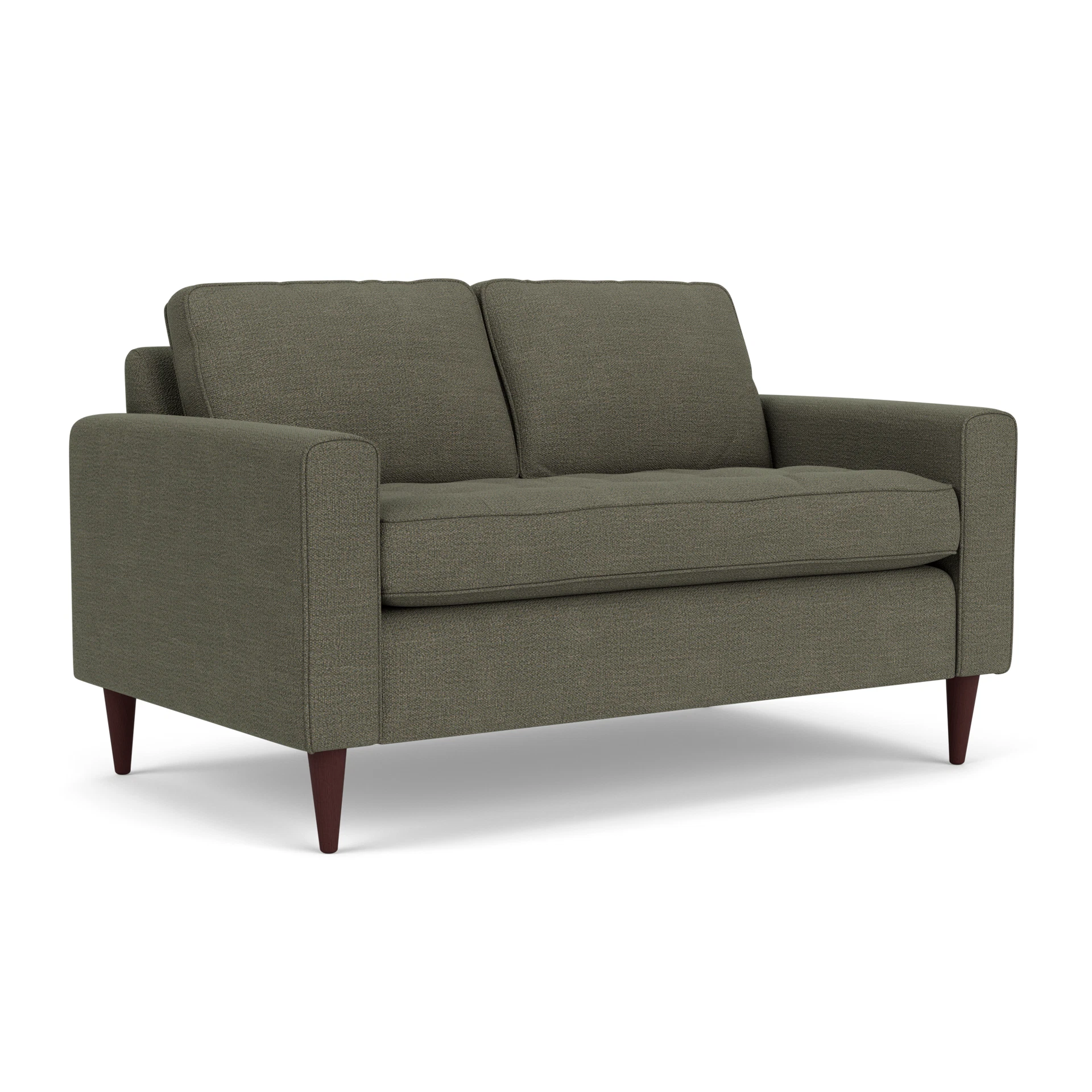 Saxon 2 Seater Sofa in Rustic Weave - Deep Forest with Light legs