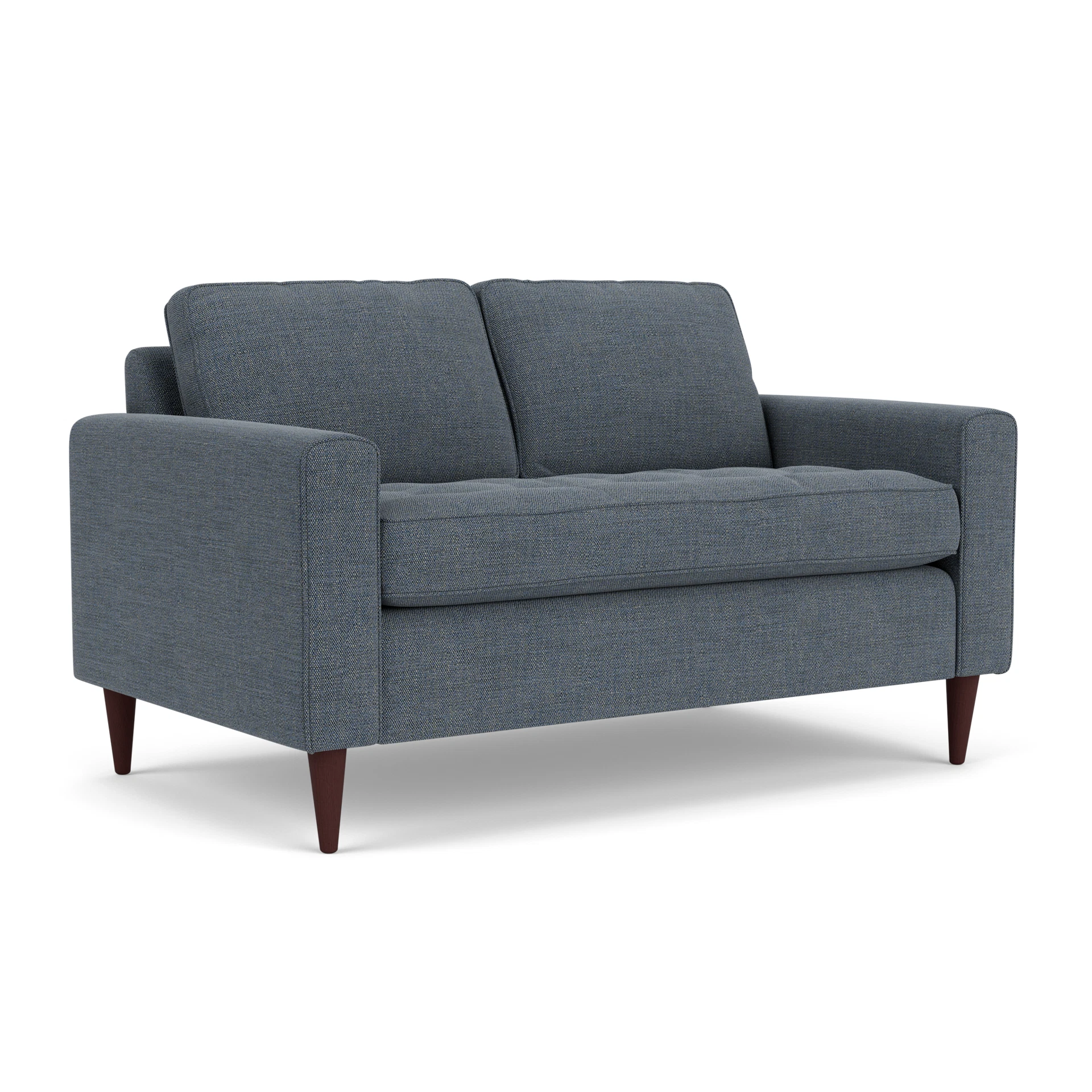 Saxon 2 Seater Sofa in Rustic Weave - Indigo with Light legs