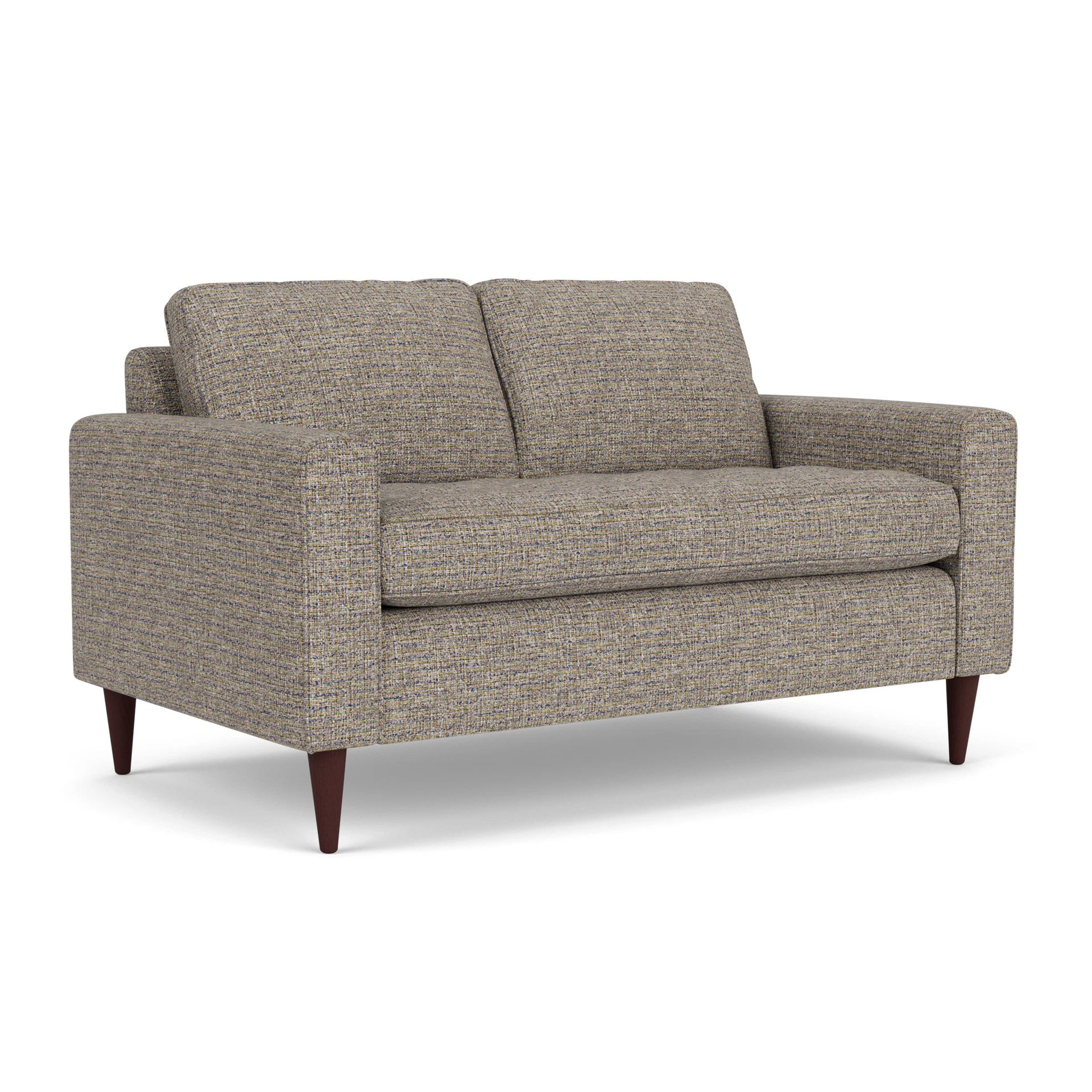 Saxon 2 Seater Sofa in Textured Weave - Shoreline Mix with Light legs