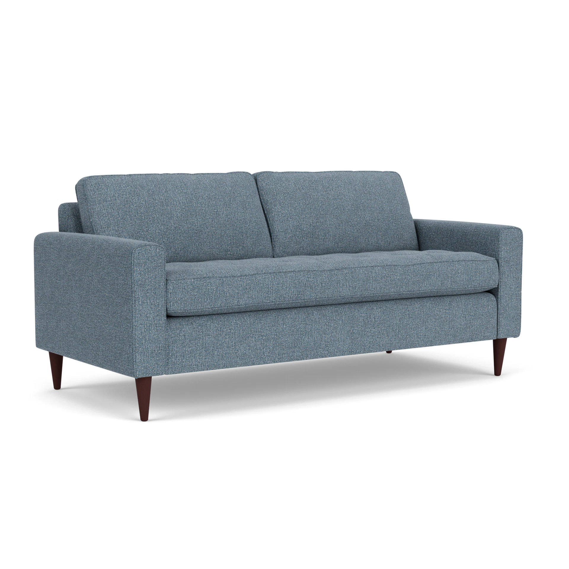 Saxon 3 Seater Sofa in Aquaclean Oxford - Mid Blue with Light legs