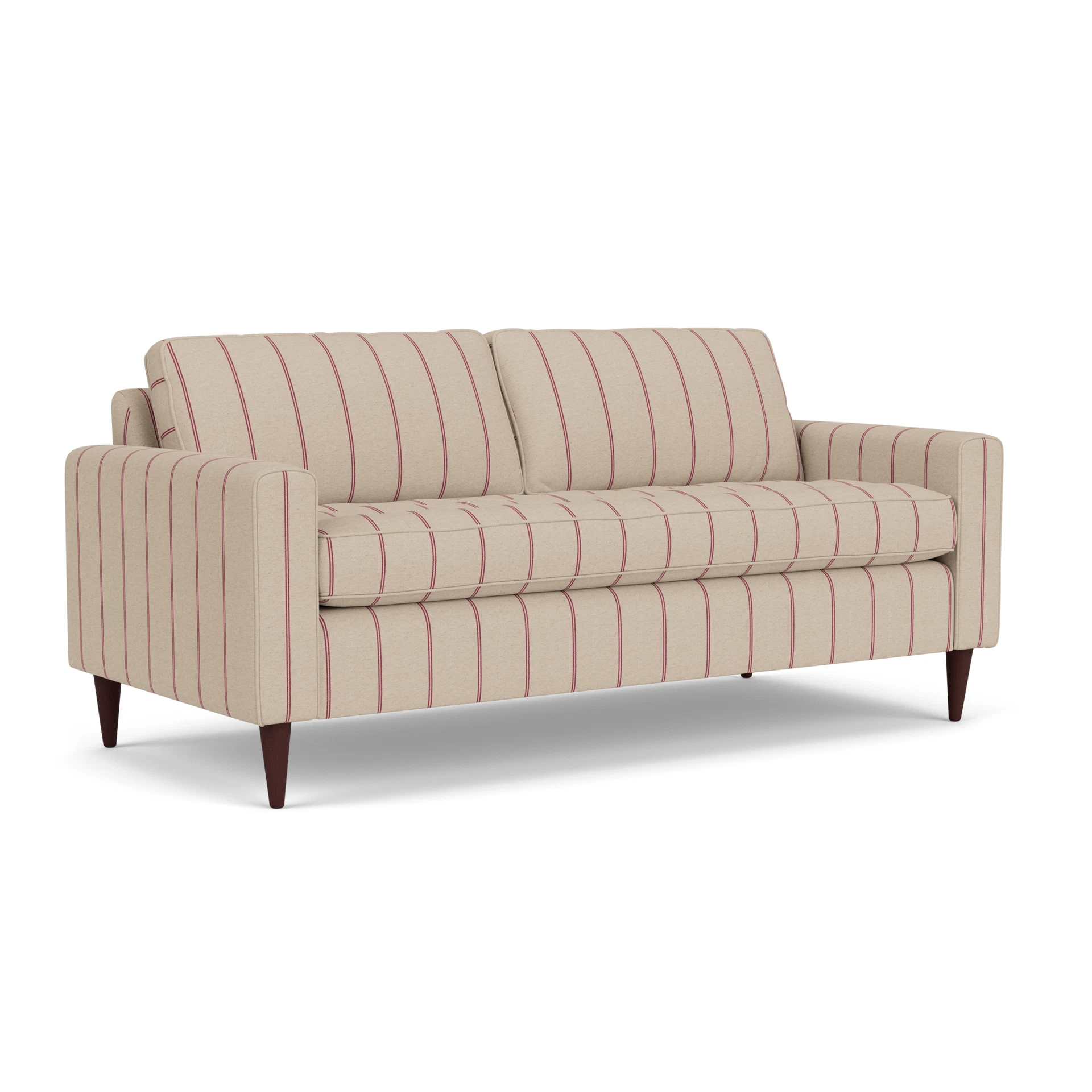 Saxon 3 Seater Sofa in Compton Stripe - Raspberry with Light legs