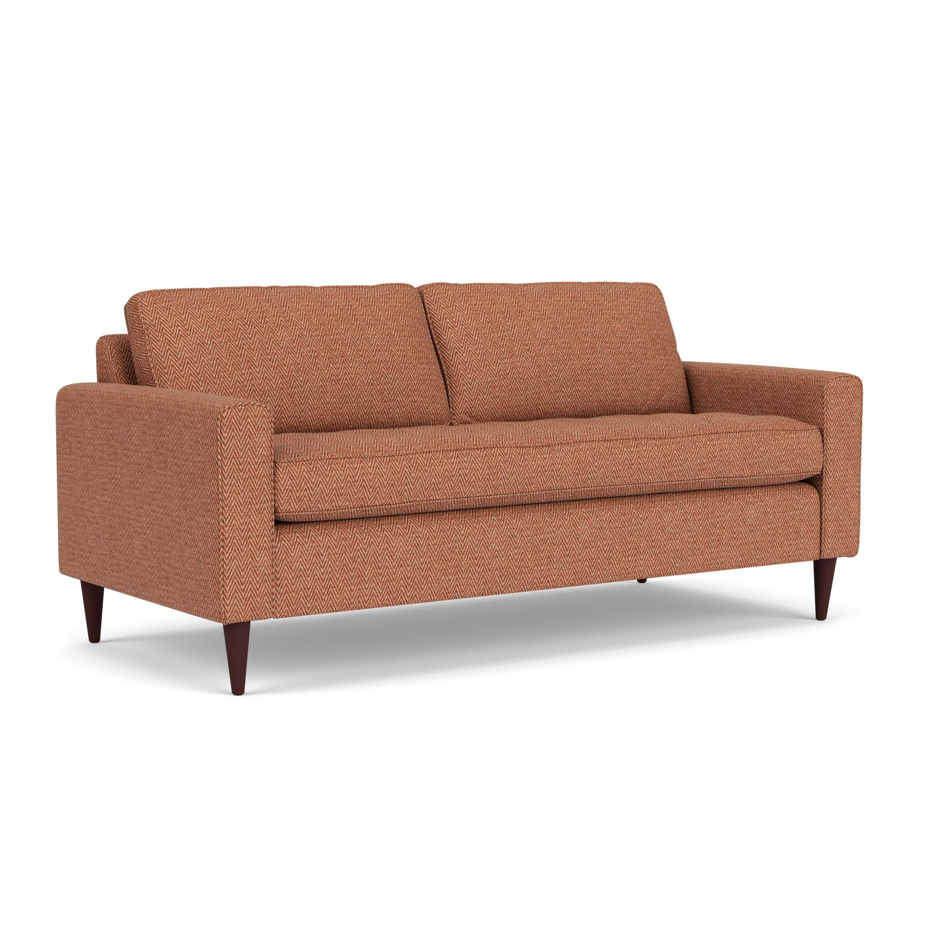 Saxon 3 Seater Sofa in Herringbone Weave - Brick with Light legs