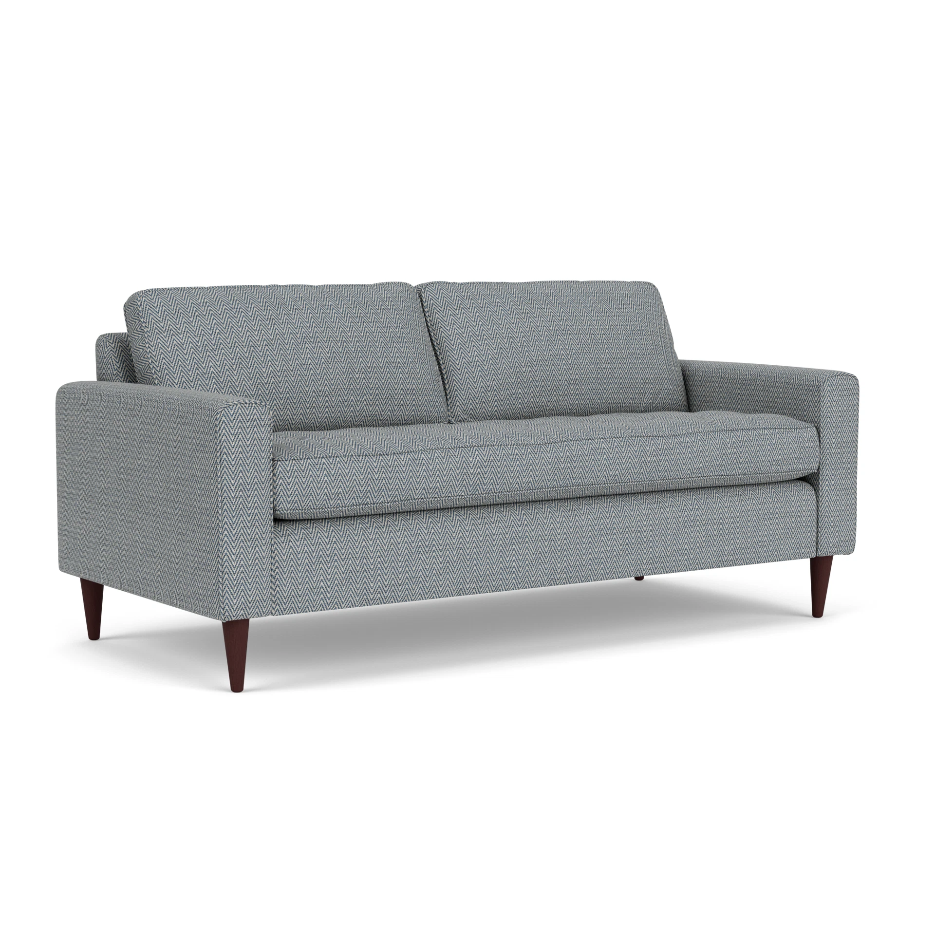 Saxon 3 Seater Sofa in Herringbone Weave - Navy with Light legs