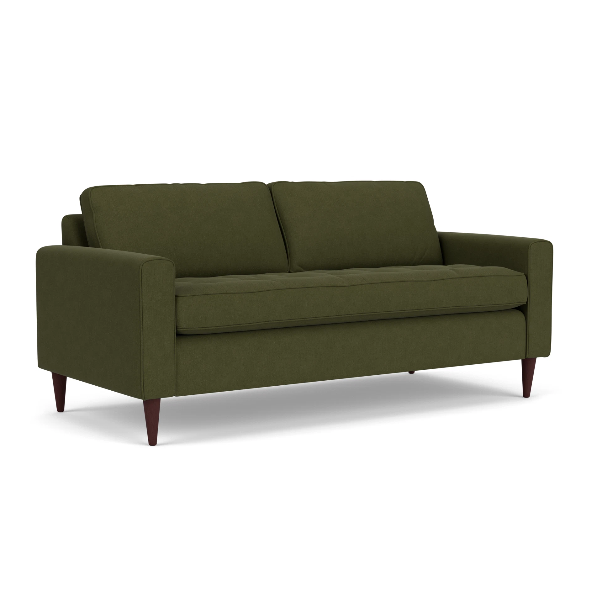 Saxon 3 Seater Sofa in House Linen Mix - Forest Green with Light legs