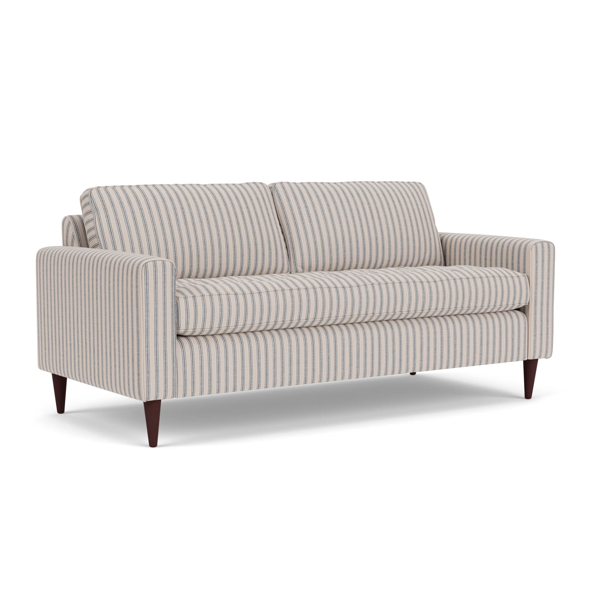 Saxon 3 Seater Sofa in Kingham Stripe - Indigo with Light legs