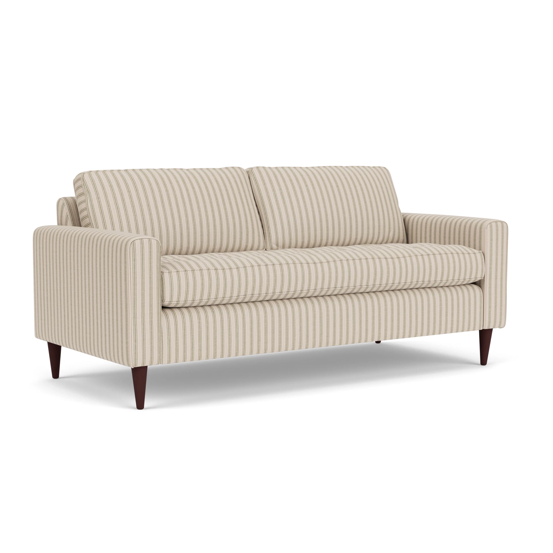 Saxon 3 Seater Sofa in Kingham Stripe - Sage with Light legs