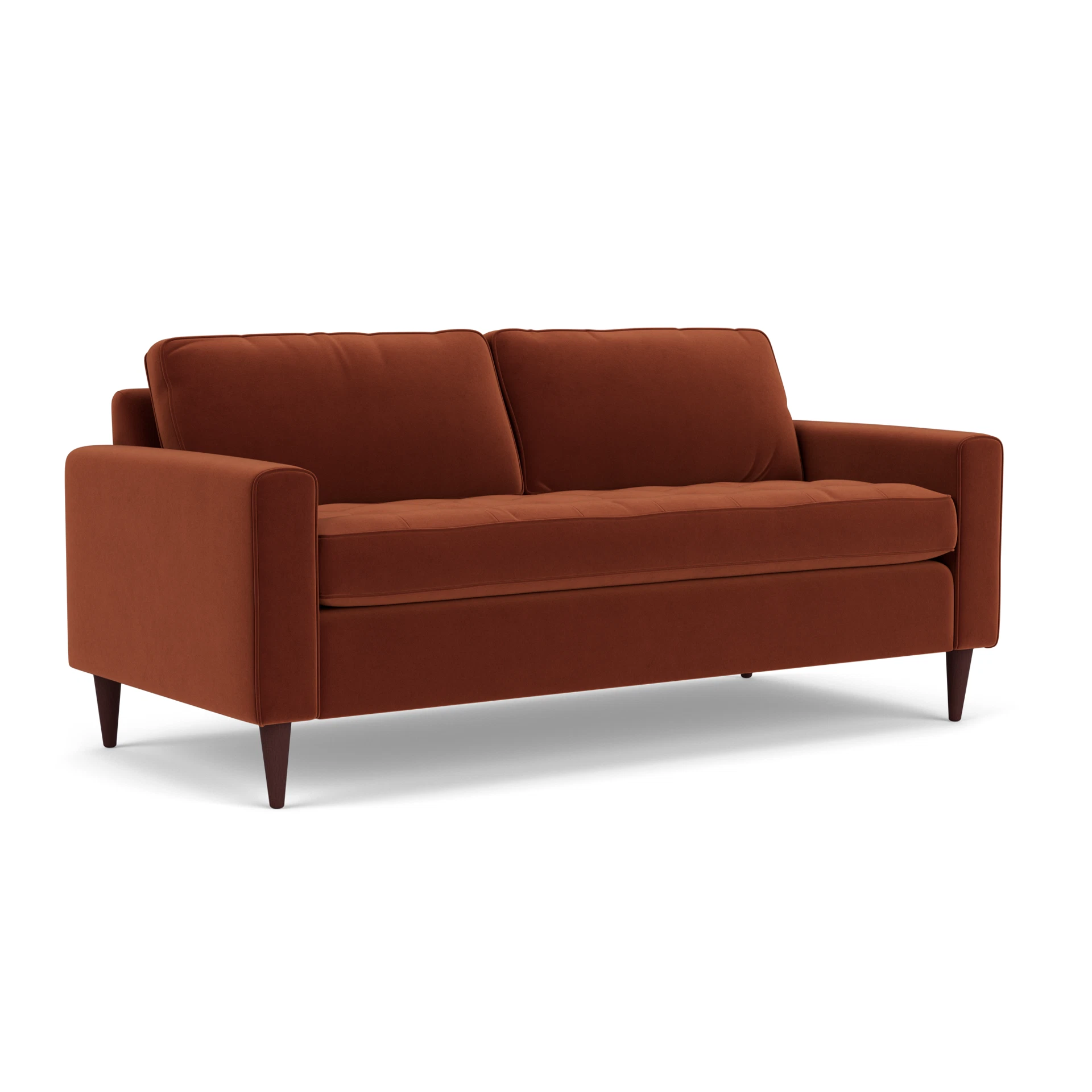Saxon 3 Seater Sofa in Matt Velvet - Brick with Light legs