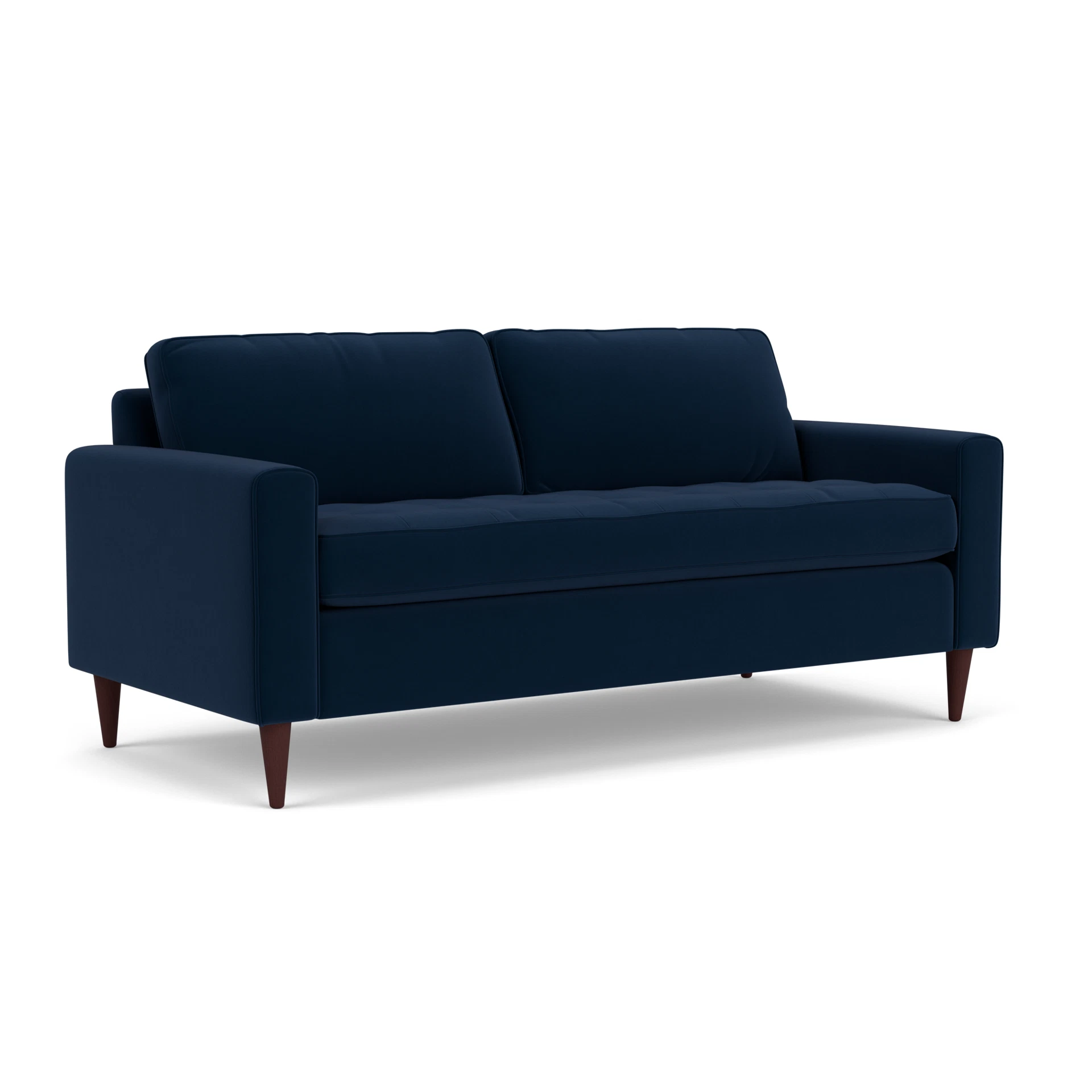Saxon 3 Seater Sofa in Matt Velvet - Deep Blue with Light legs