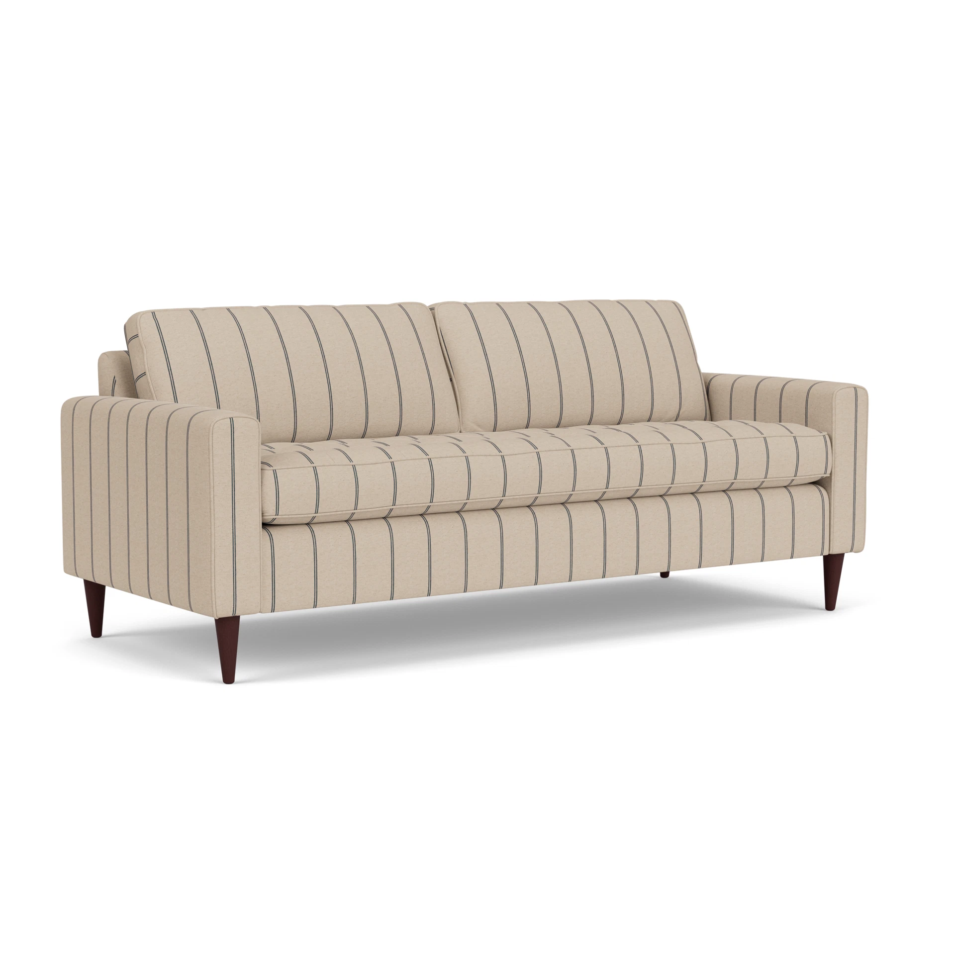 Saxon 4 Seater Sofa in Compton Stripe - Charcoal with Light legs