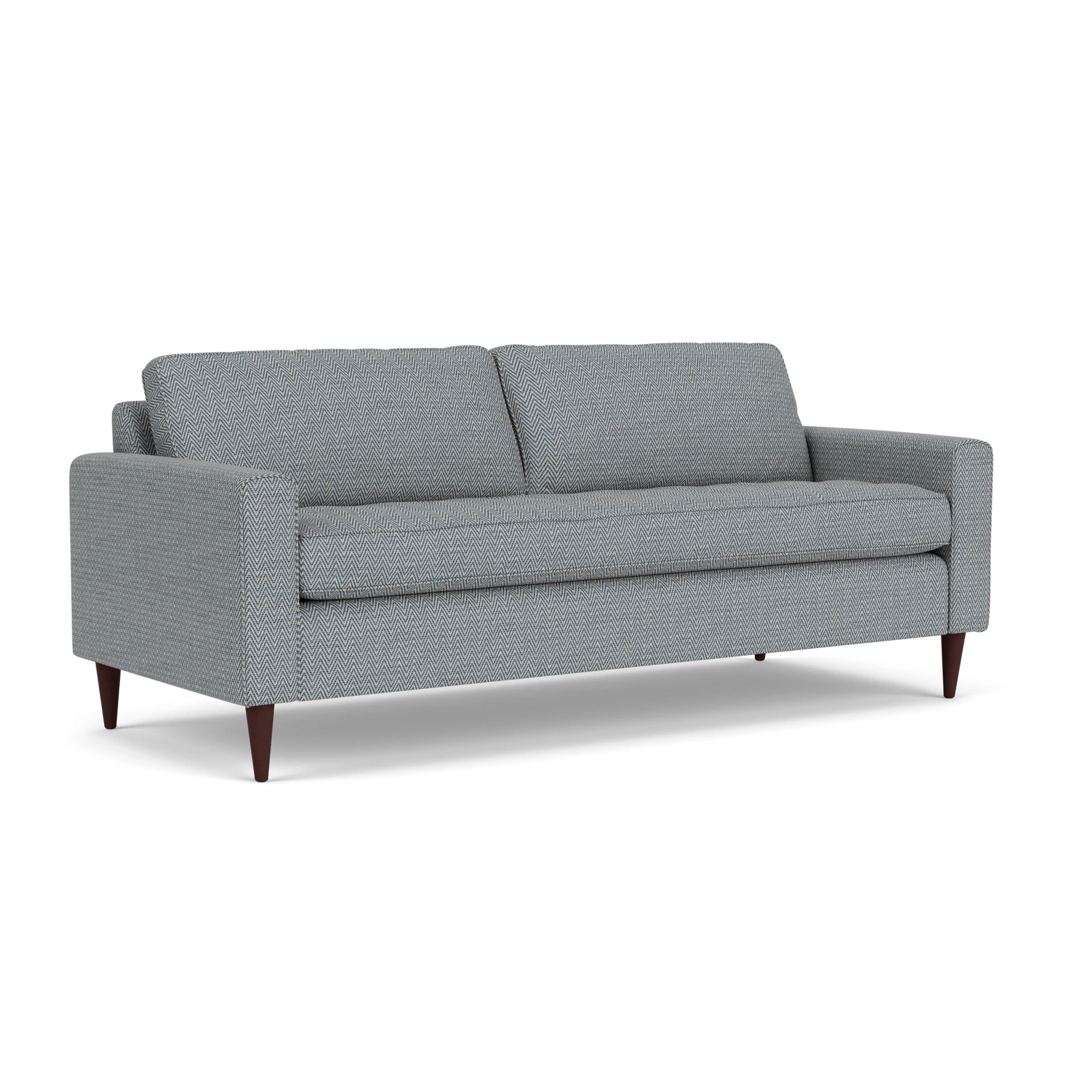 Saxon 4 Seater Sofa in Herringbone Weave - Navy with Light legs
