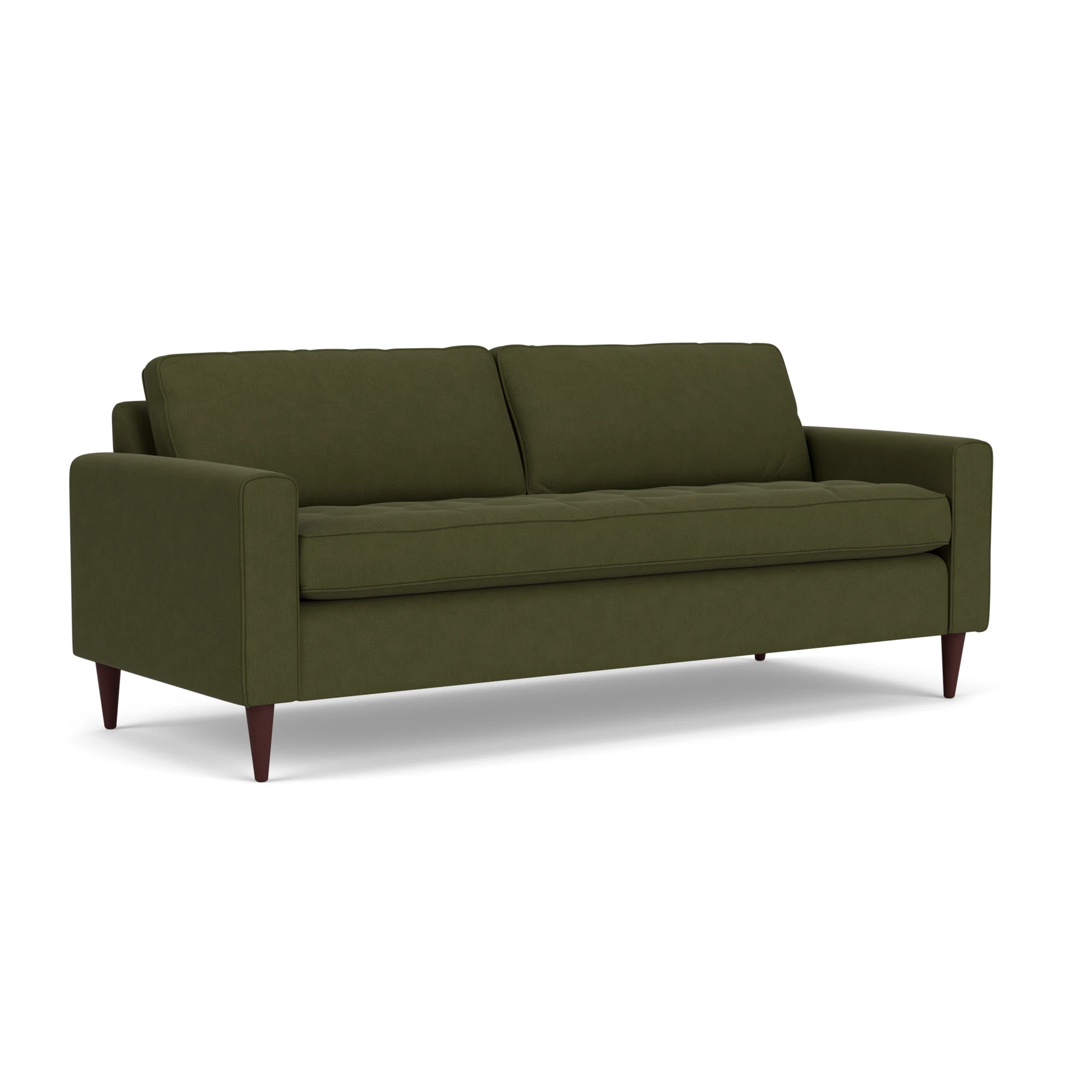 Saxon 4 Seater Sofa in House Linen Mix - Forest Green with Light legs