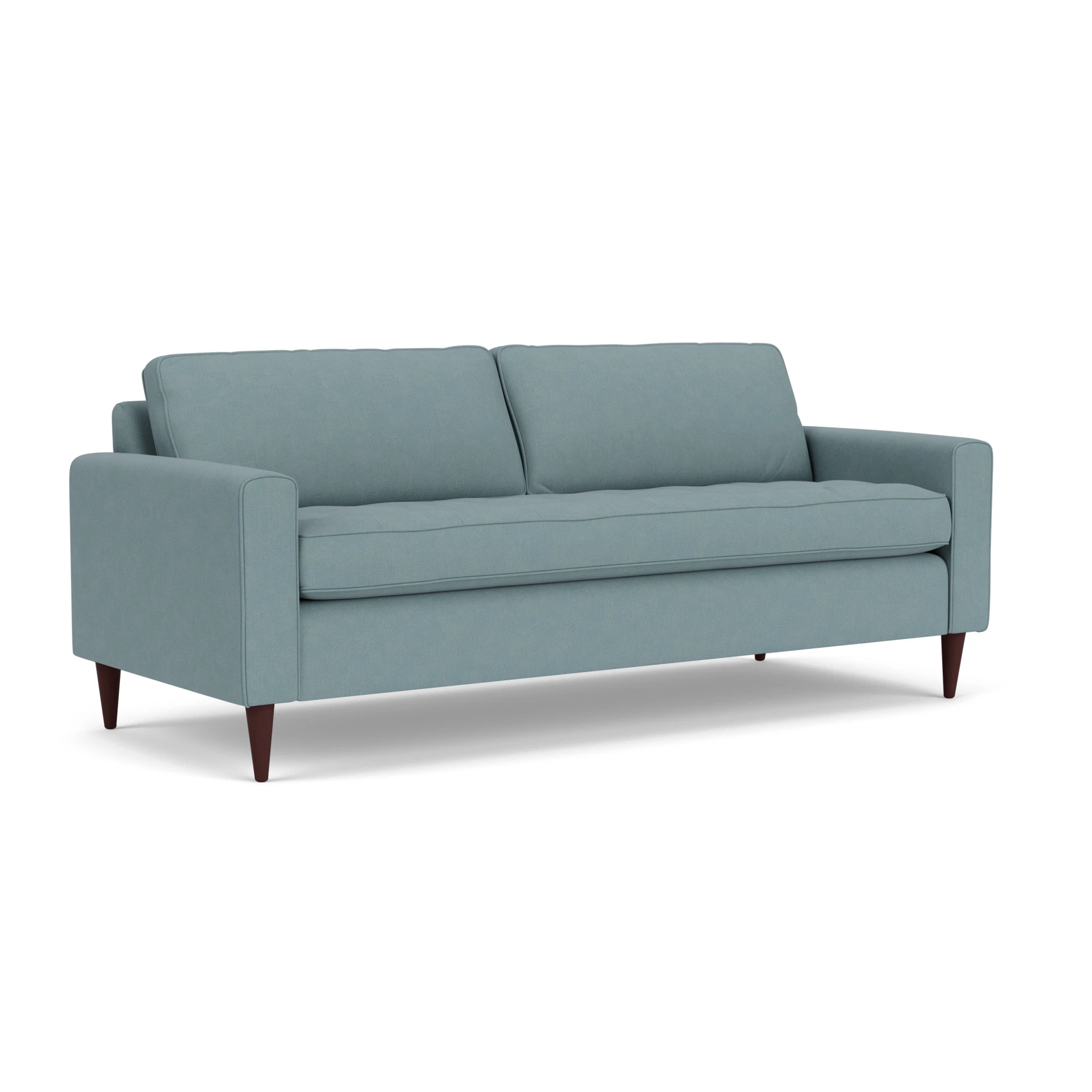 Saxon 4 Seater Sofa in House Linen Mix - Sky Blue with Light legs
