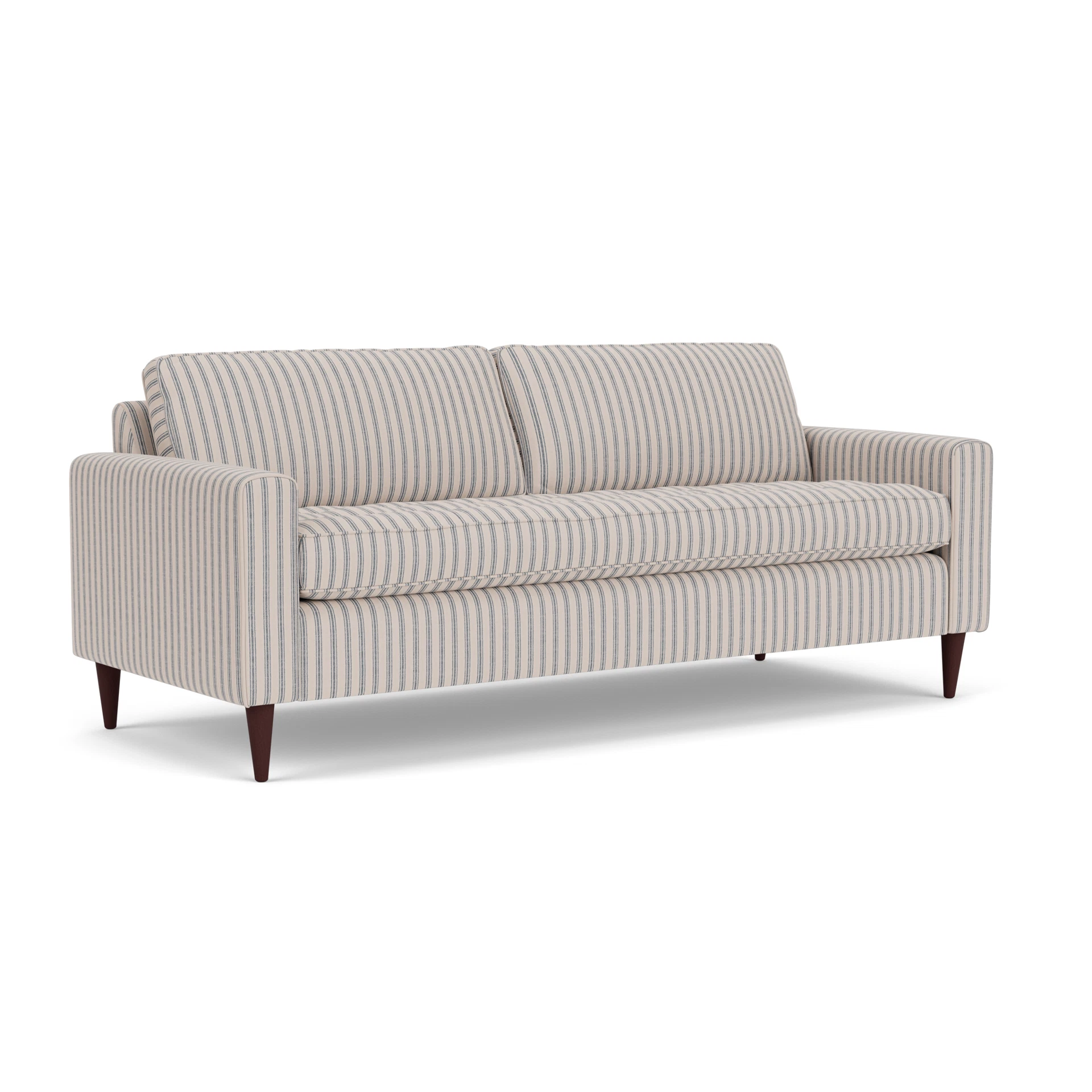 Saxon 4 Seater Sofa in Kingham Stripe - Indigo with Light legs