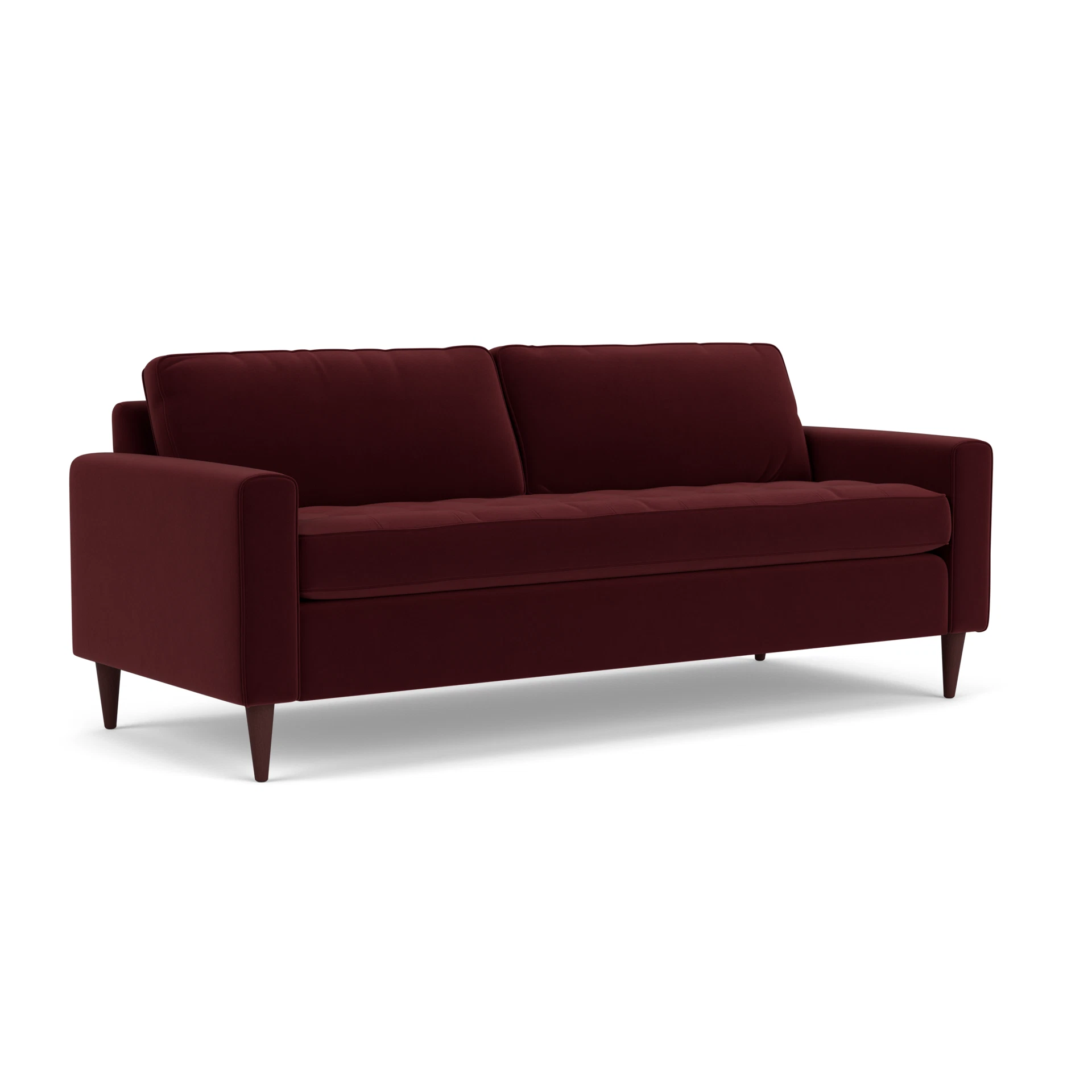 Saxon 4 Seater Sofa in Matt Velvet - Dark Rosehip with Light legs