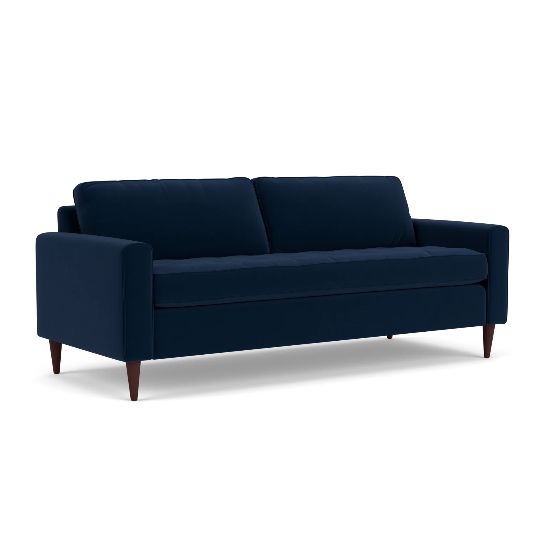 Saxon 4 Seater Sofa in Matt Velvet - Deep Blue with Light legs