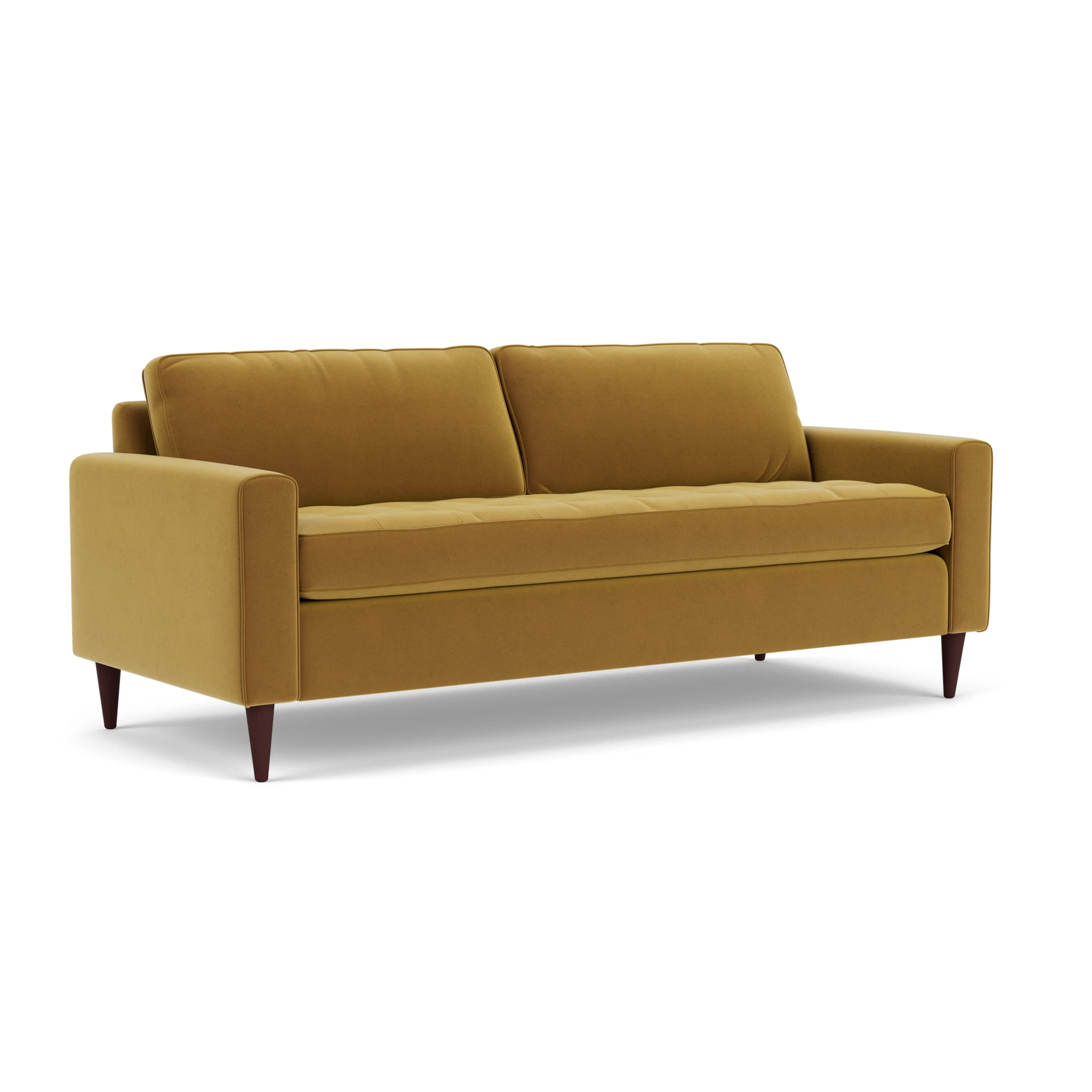 Saxon 4 Seater Sofa in Matt Velvet - Mustard with Light legs