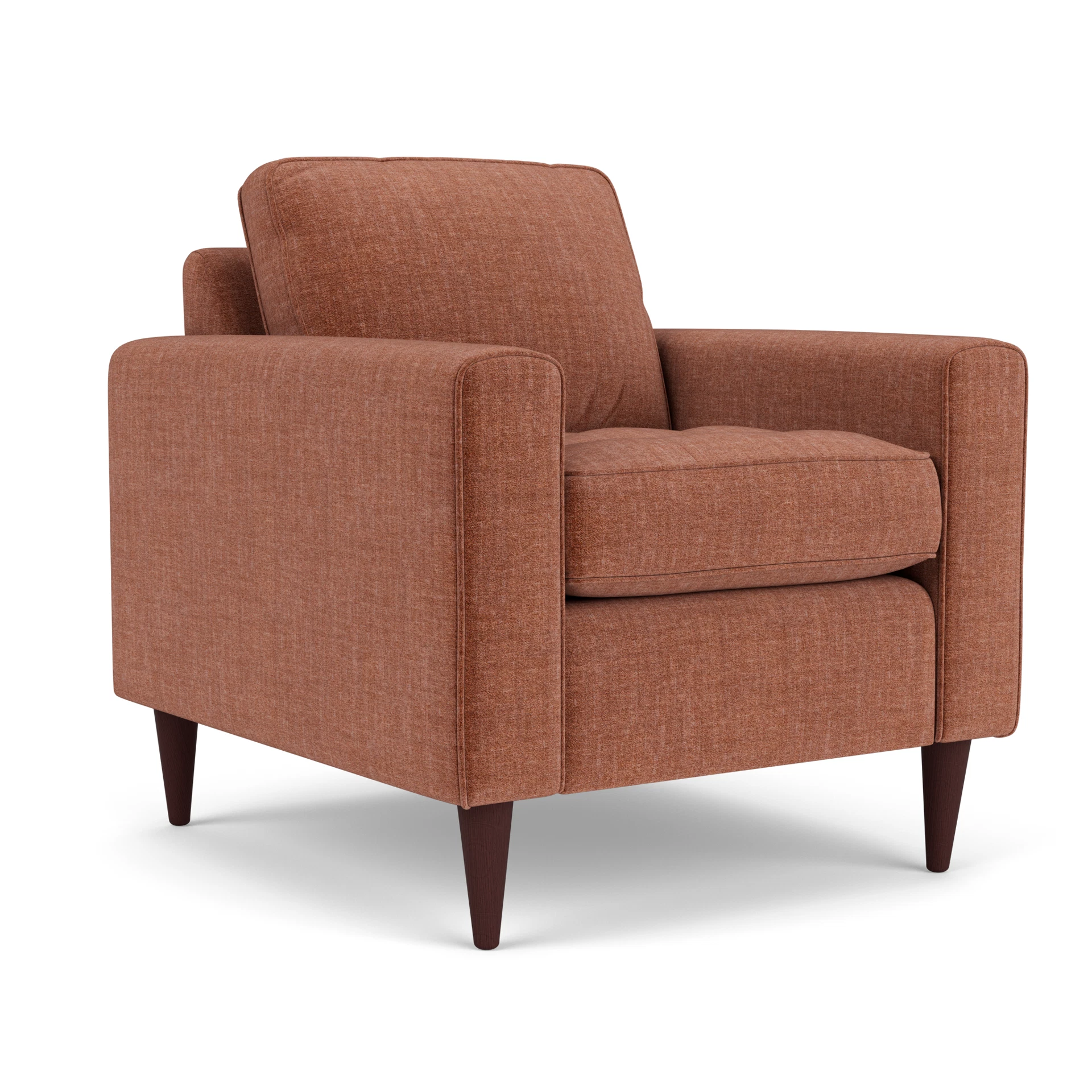 Saxon Armchair in Eco Chenille - Cinnamon with Light legs
