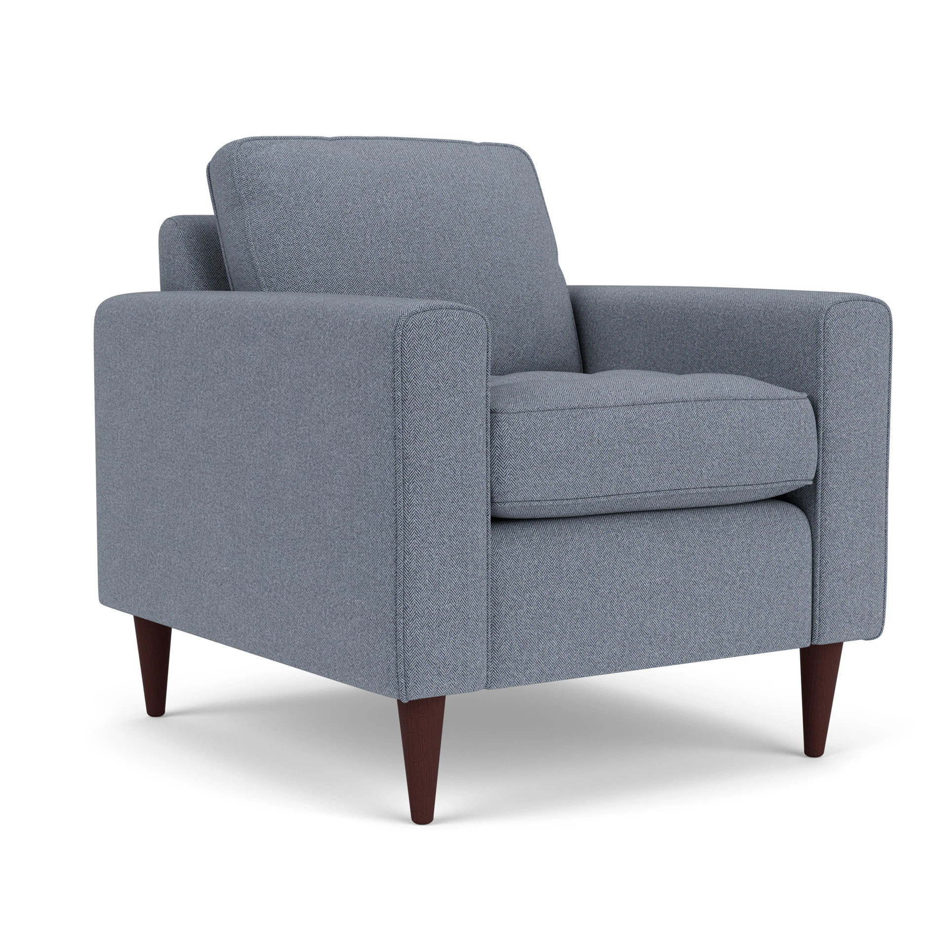 Saxon Armchair in Eco Herringbone - Navy with Light legs