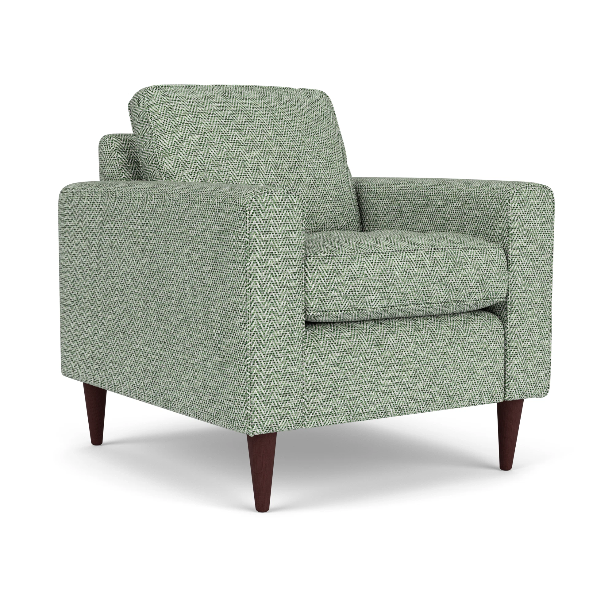 Saxon Armchair in Herringbone Weave - Lake with Light legs