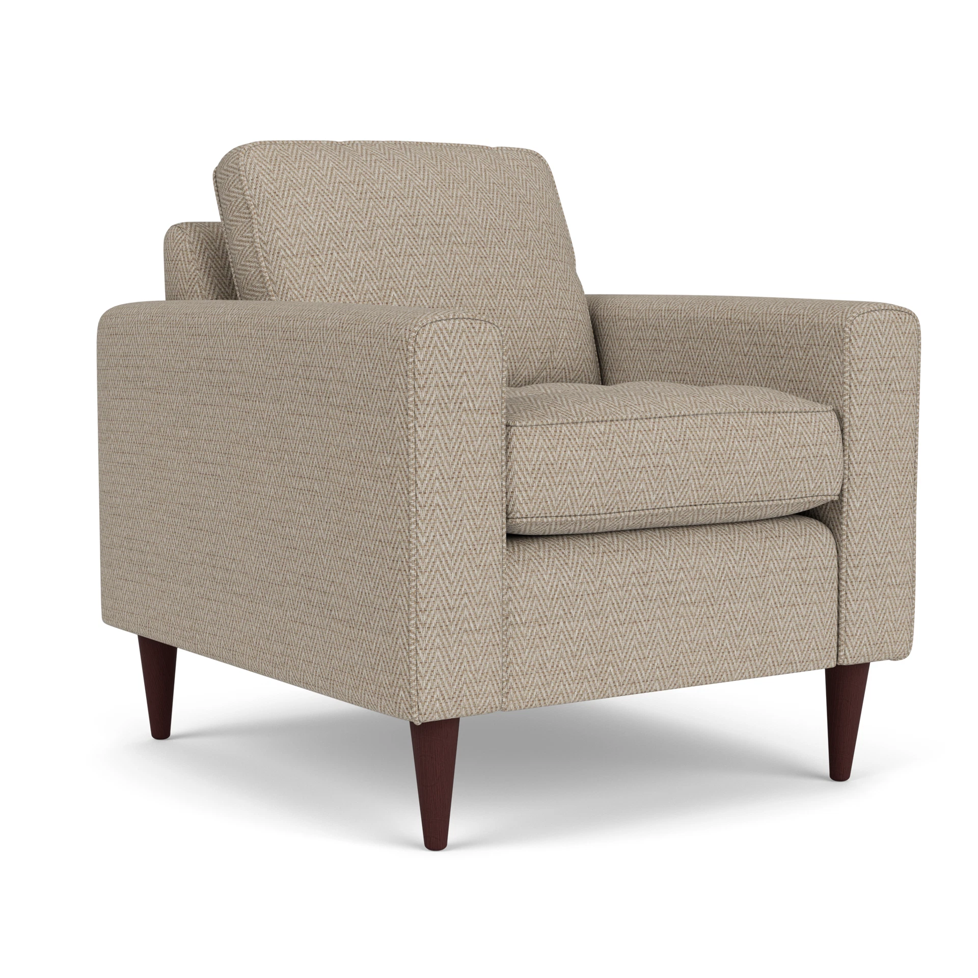 Saxon Armchair in Herringbone Weave - Natural with Light legs