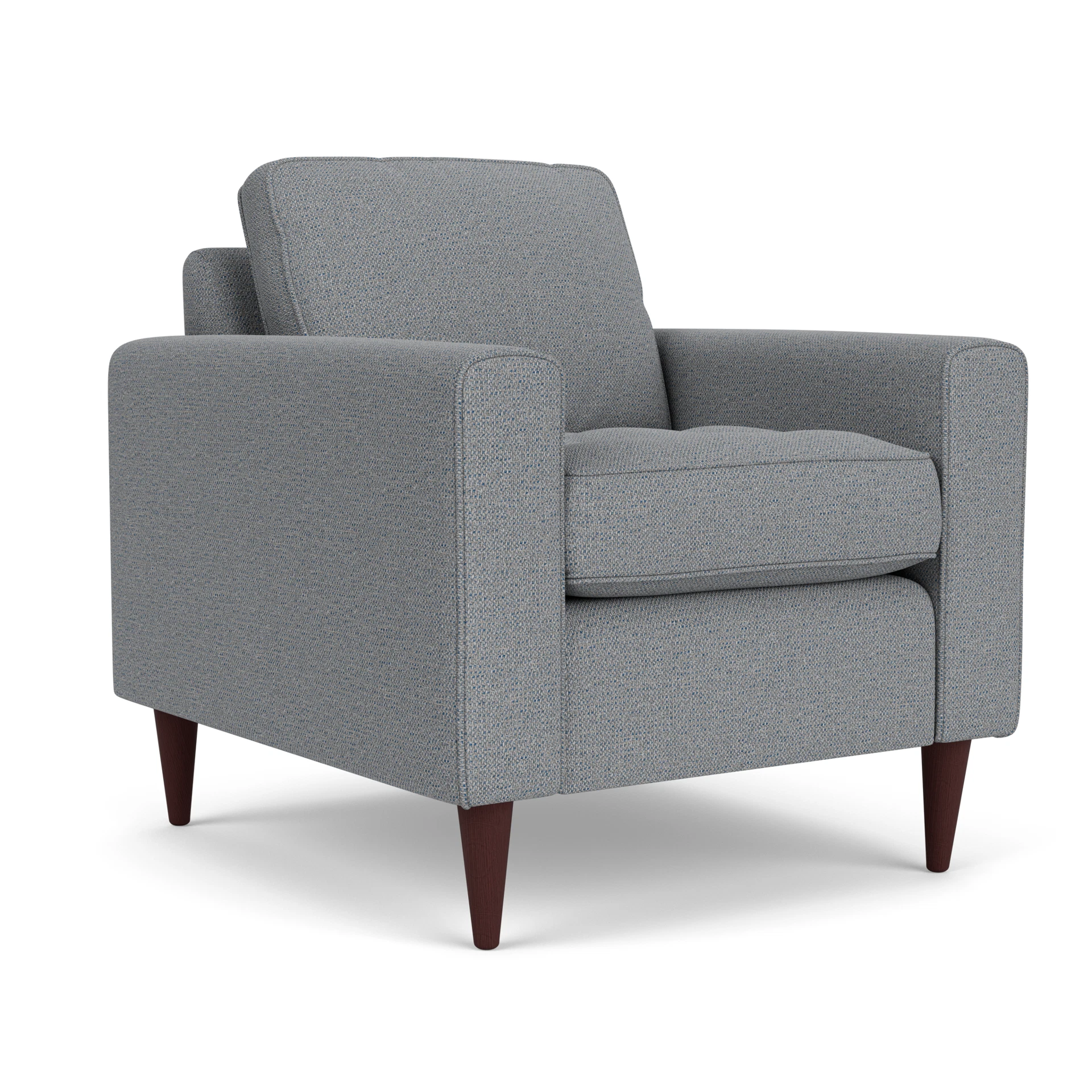 Saxon Armchair in House Weave - Blue Marl with Light legs