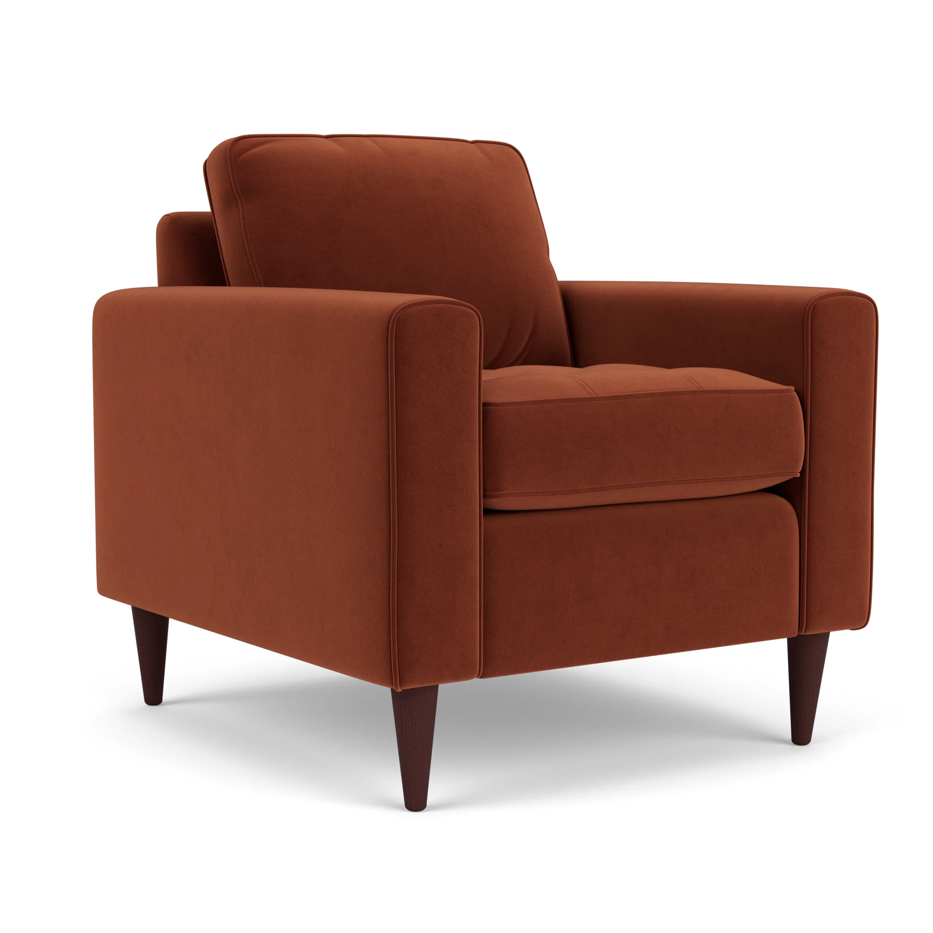 Saxon Armchair in Matt Velvet - Brick with Light legs