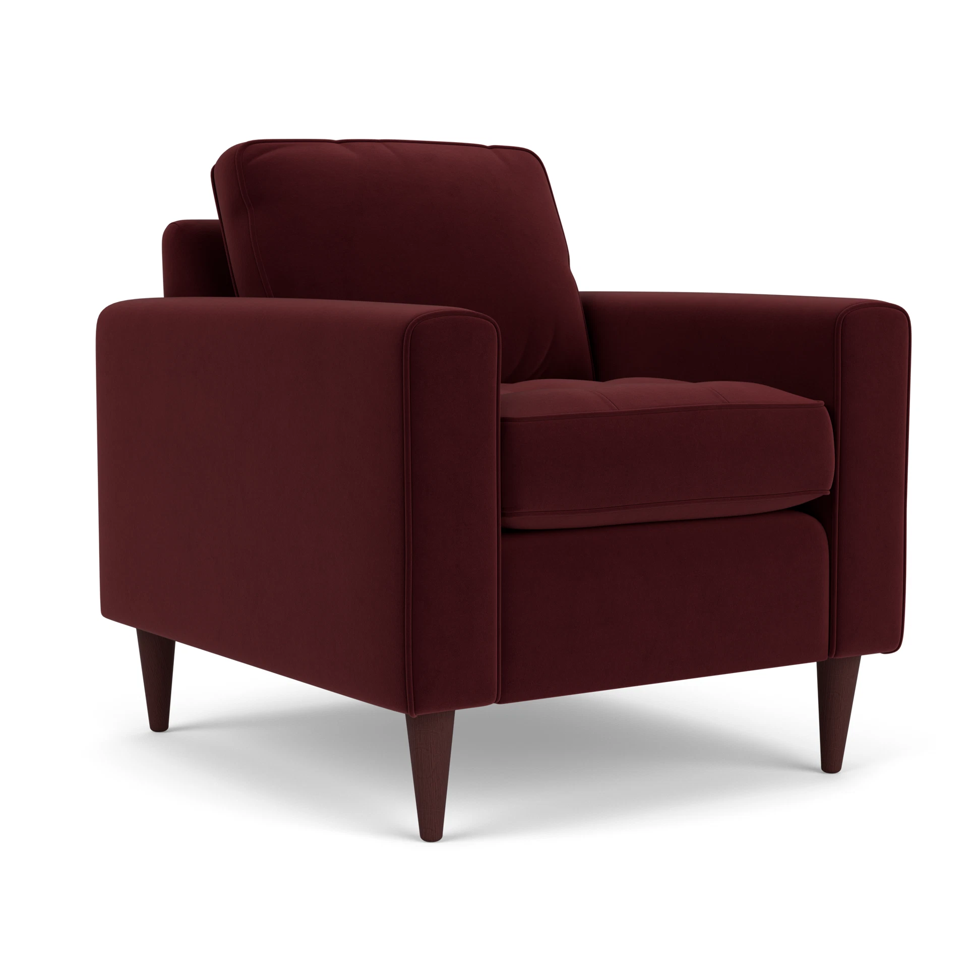 Saxon Armchair in Matt Velvet - Dark Rosehip with Light legs