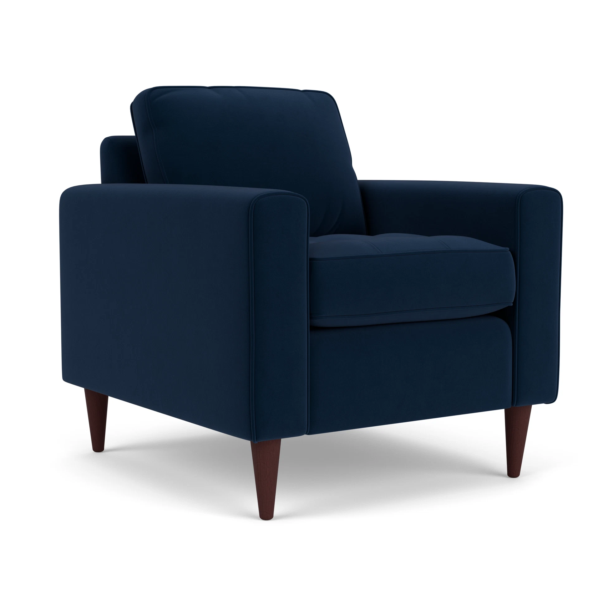 Saxon Armchair in Matt Velvet - Deep Blue with Light legs