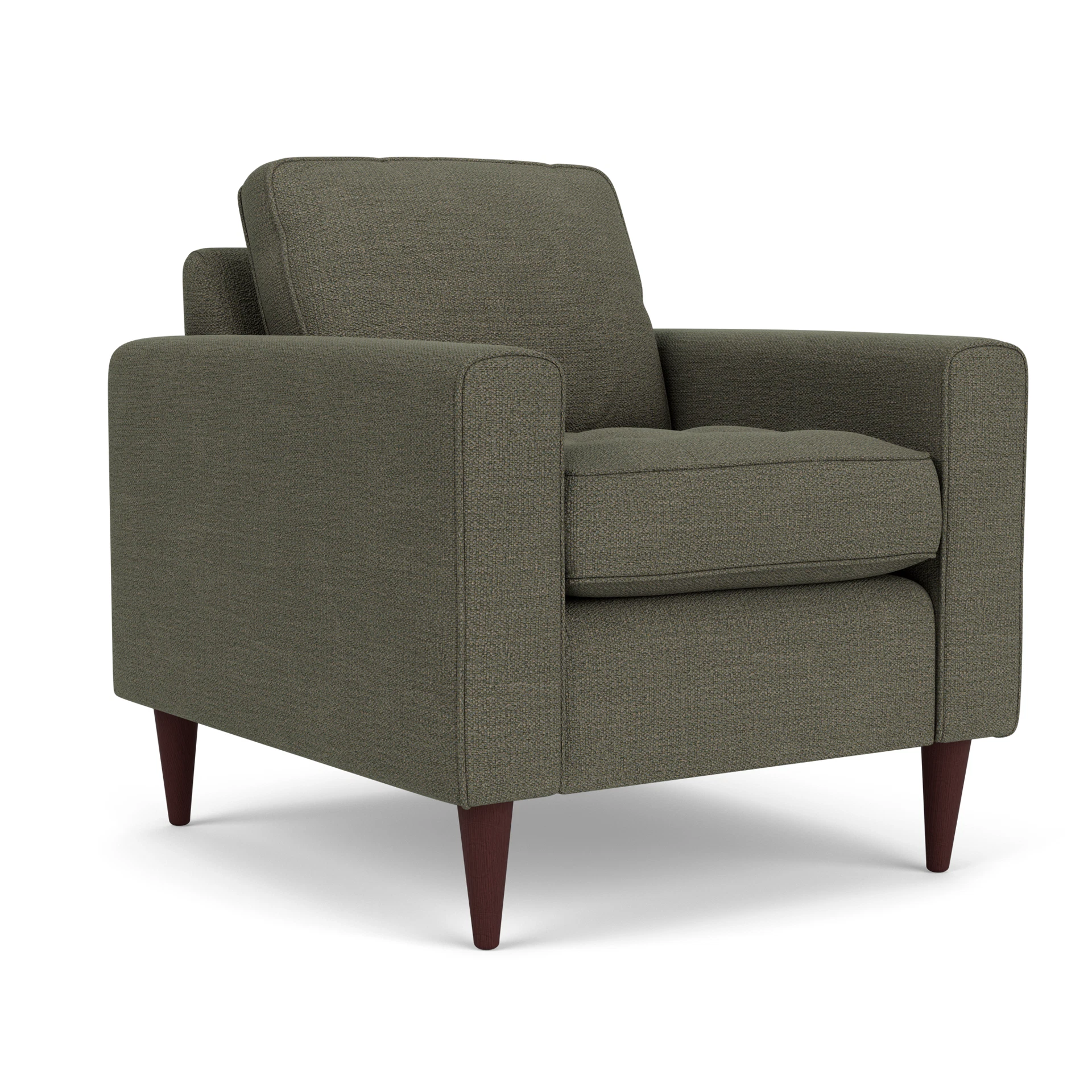Saxon Armchair in Rustic Weave - Deep Forest with Light legs