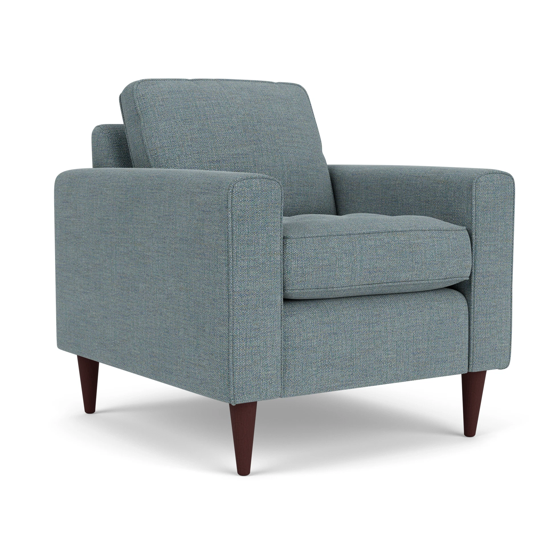 Saxon Armchair in Rustic Weave - Teal Marl with Light legs